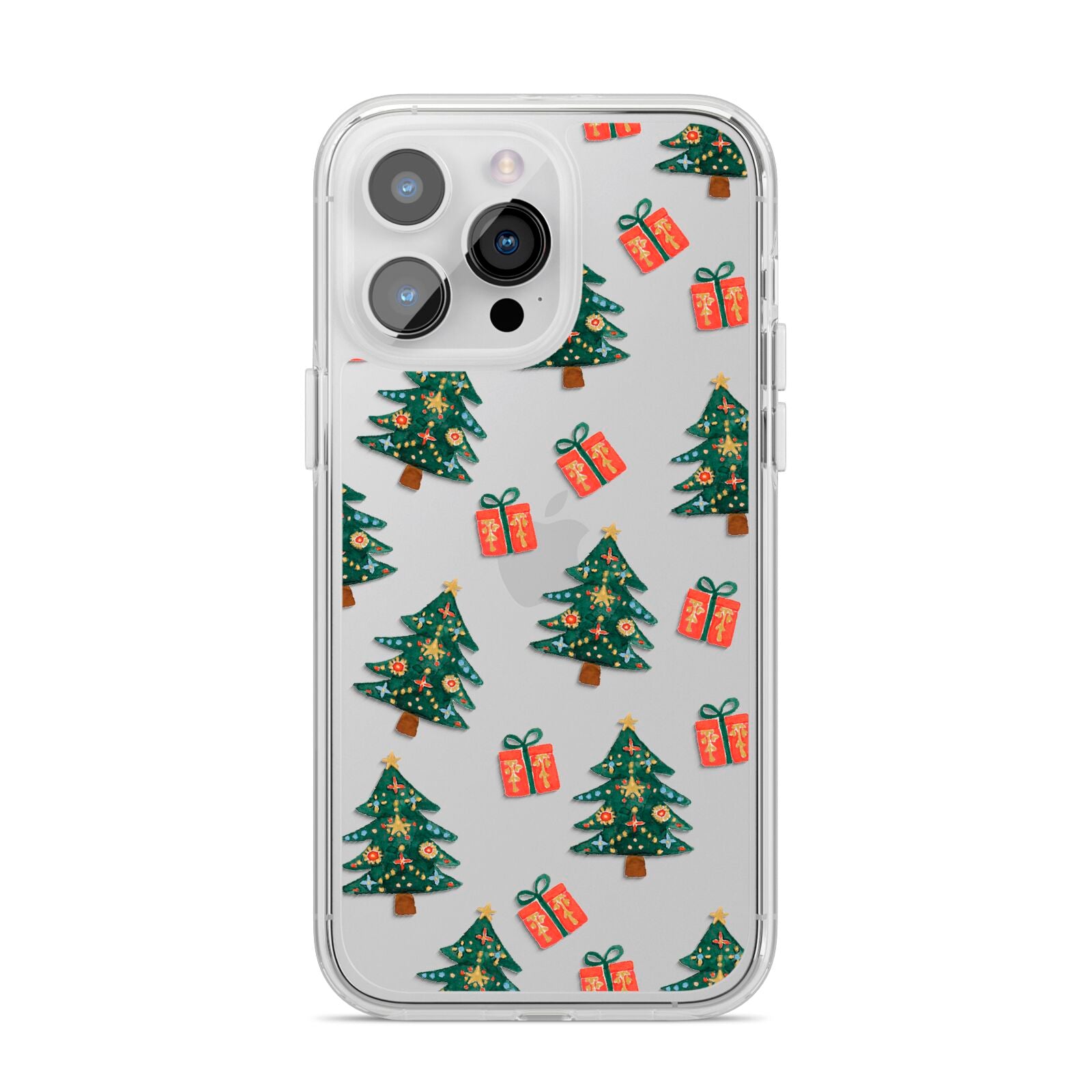 Christmas tree and presents iPhone 14 Pro Max Clear Tough Case Silver