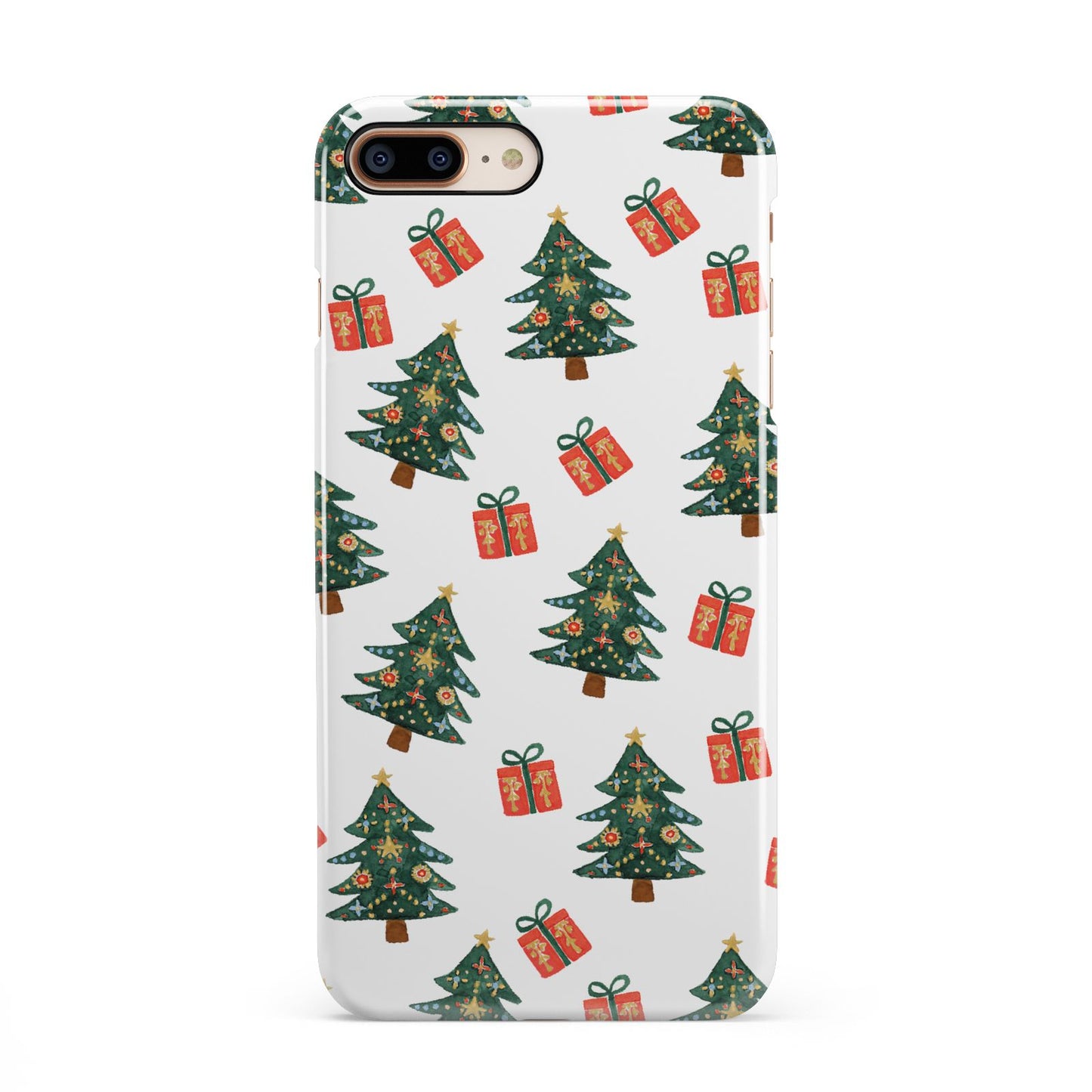Christmas tree and presents iPhone 8 Plus 3D Snap Case on Gold Phone