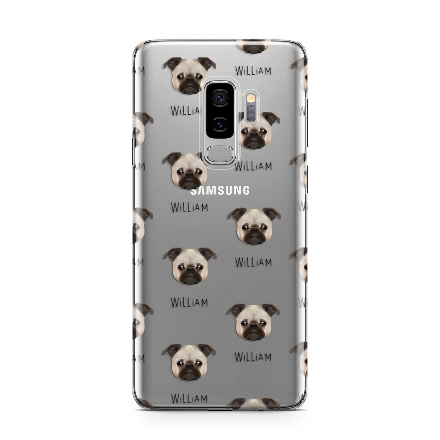 Chug Icon with Name Samsung Galaxy S9 Plus Case on Silver phone