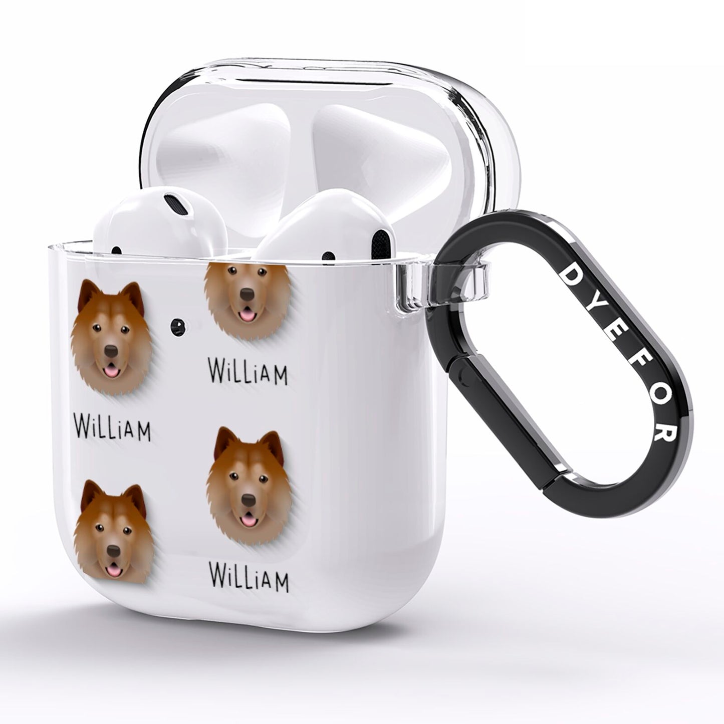 Chusky Icon with Name AirPods Clear Case Side Image