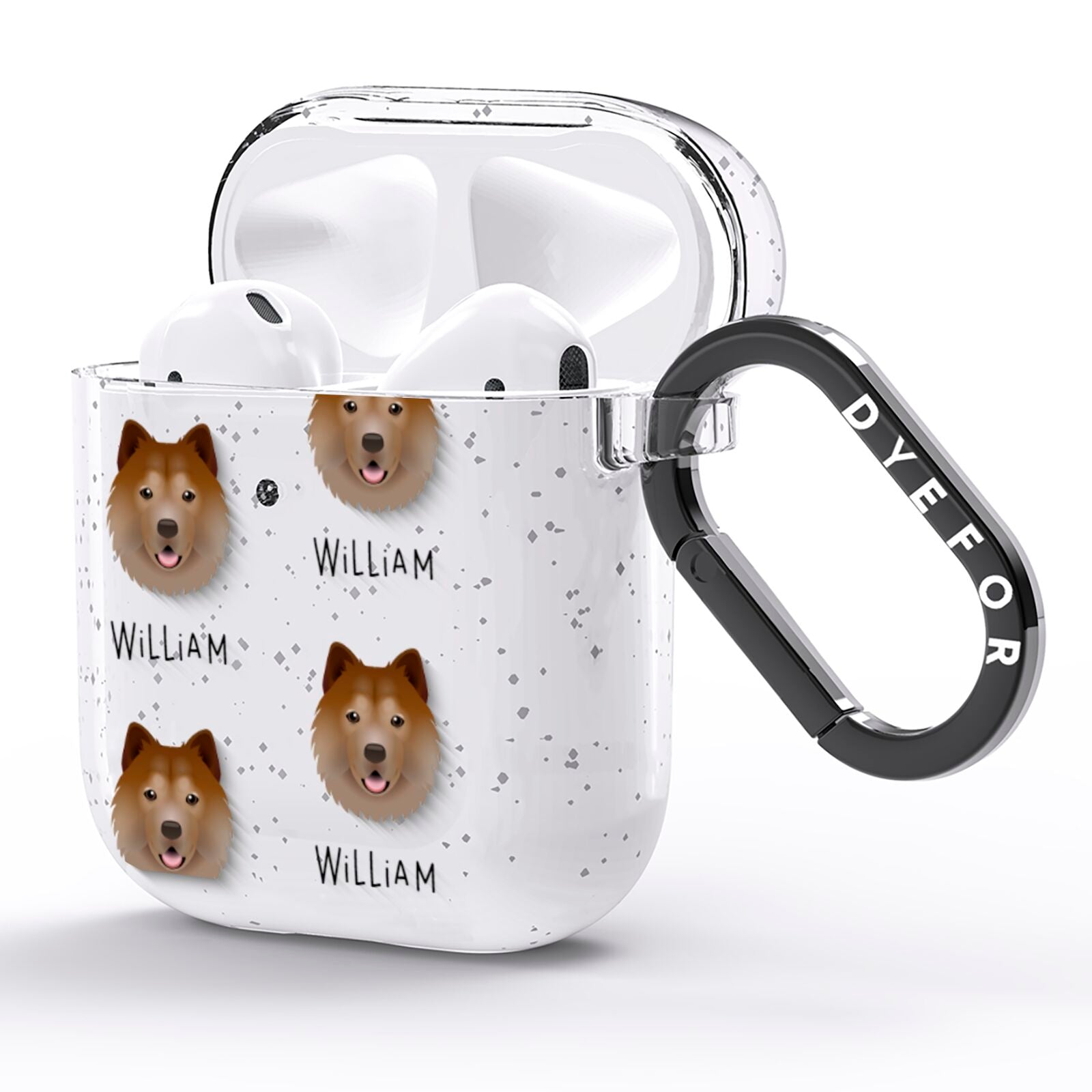 Chusky Icon with Name AirPods Glitter Case Side Image