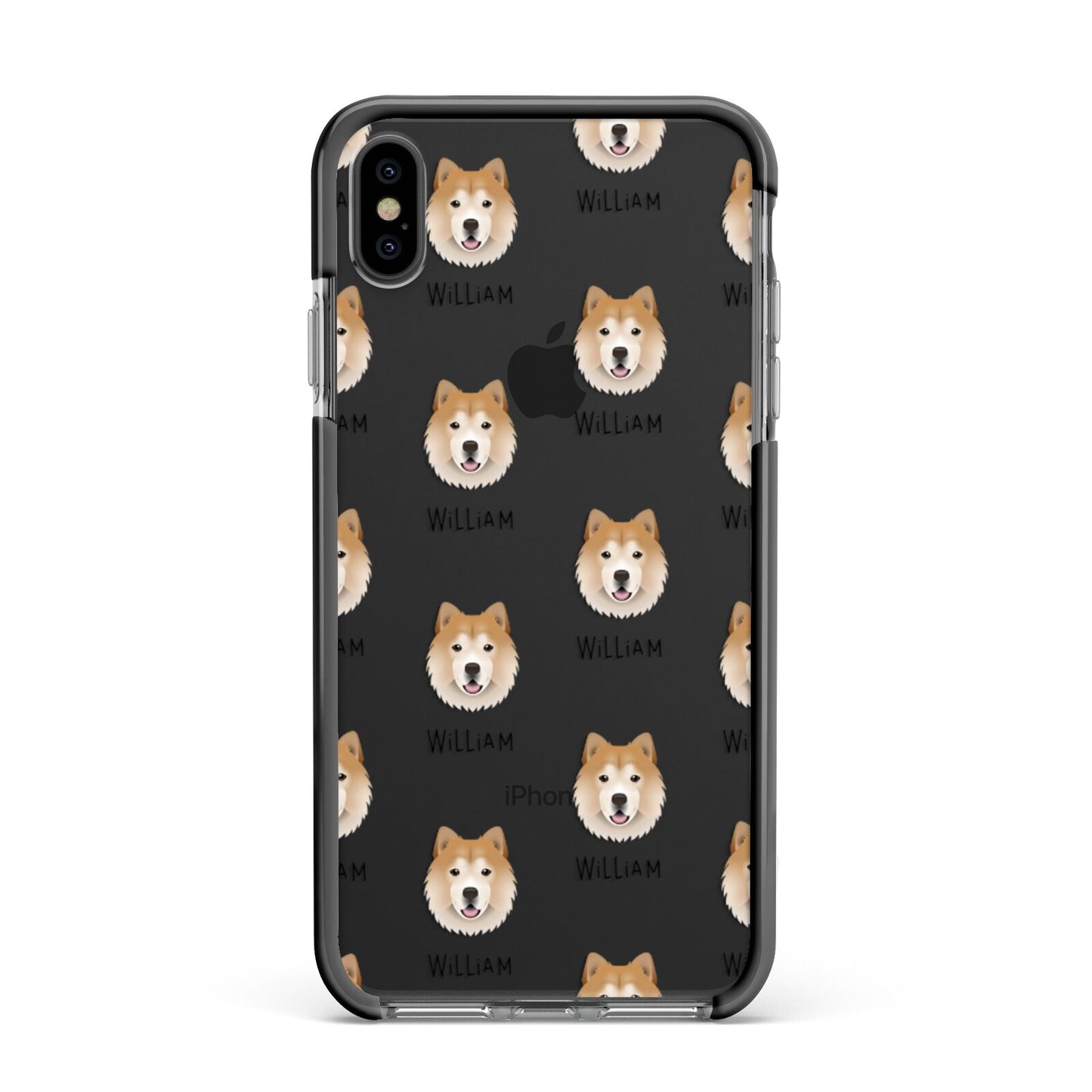 Chusky Icon with Name Apple iPhone Xs Max Impact Case Black Edge on Black Phone