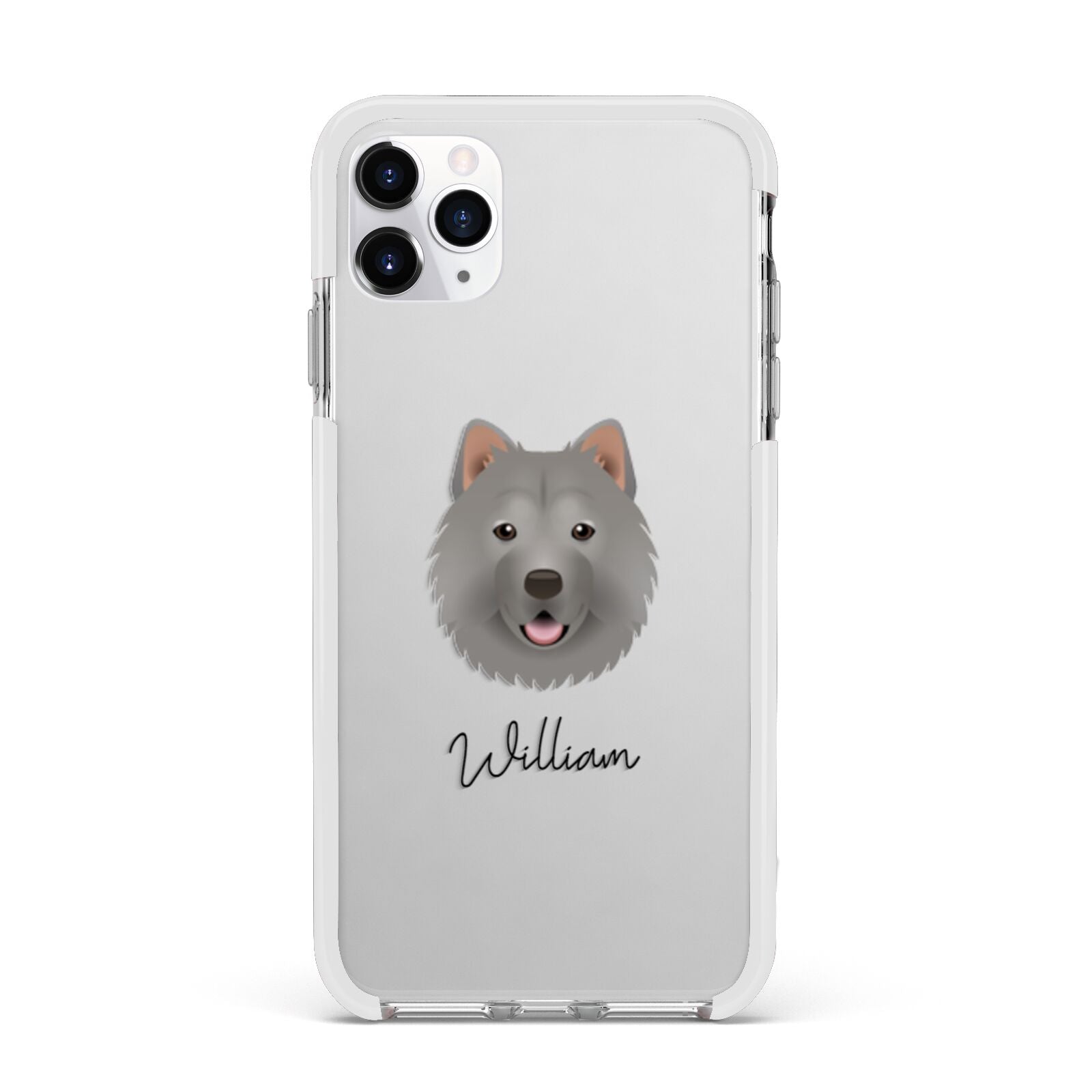 Chusky Personalised Apple iPhone 11 Pro Max in Silver with White Impact Case