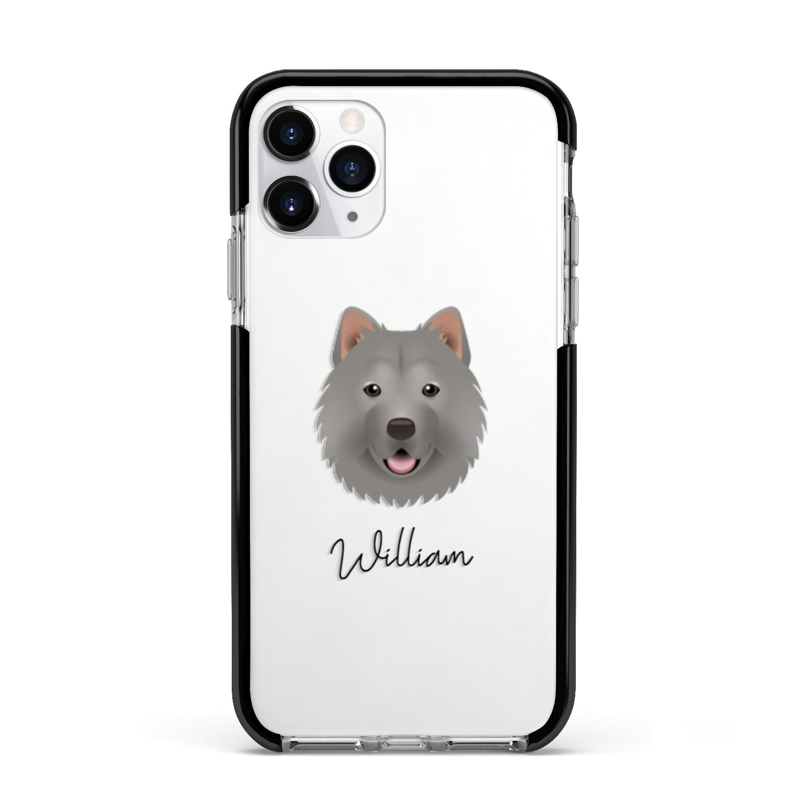 Chusky Personalised Apple iPhone 11 Pro in Silver with Black Impact Case