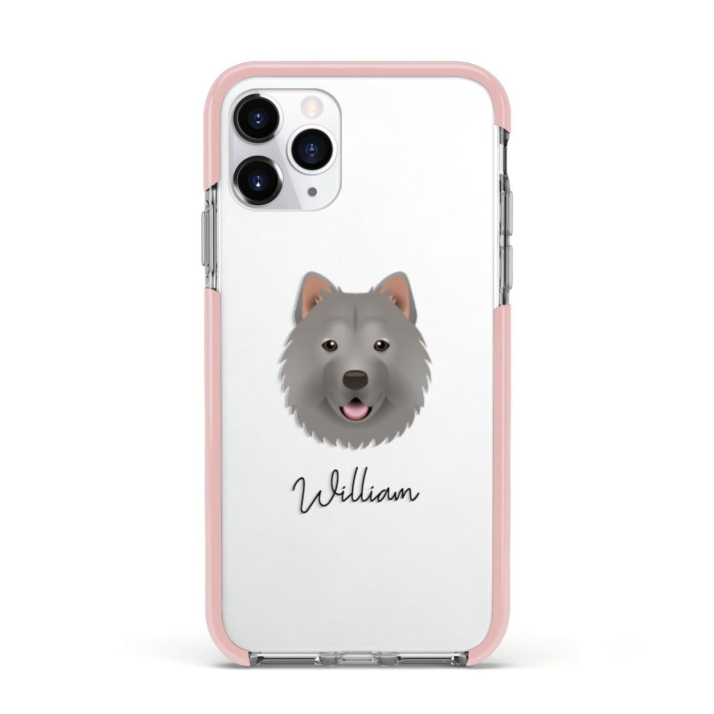 Chusky Personalised Apple iPhone 11 Pro in Silver with Pink Impact Case