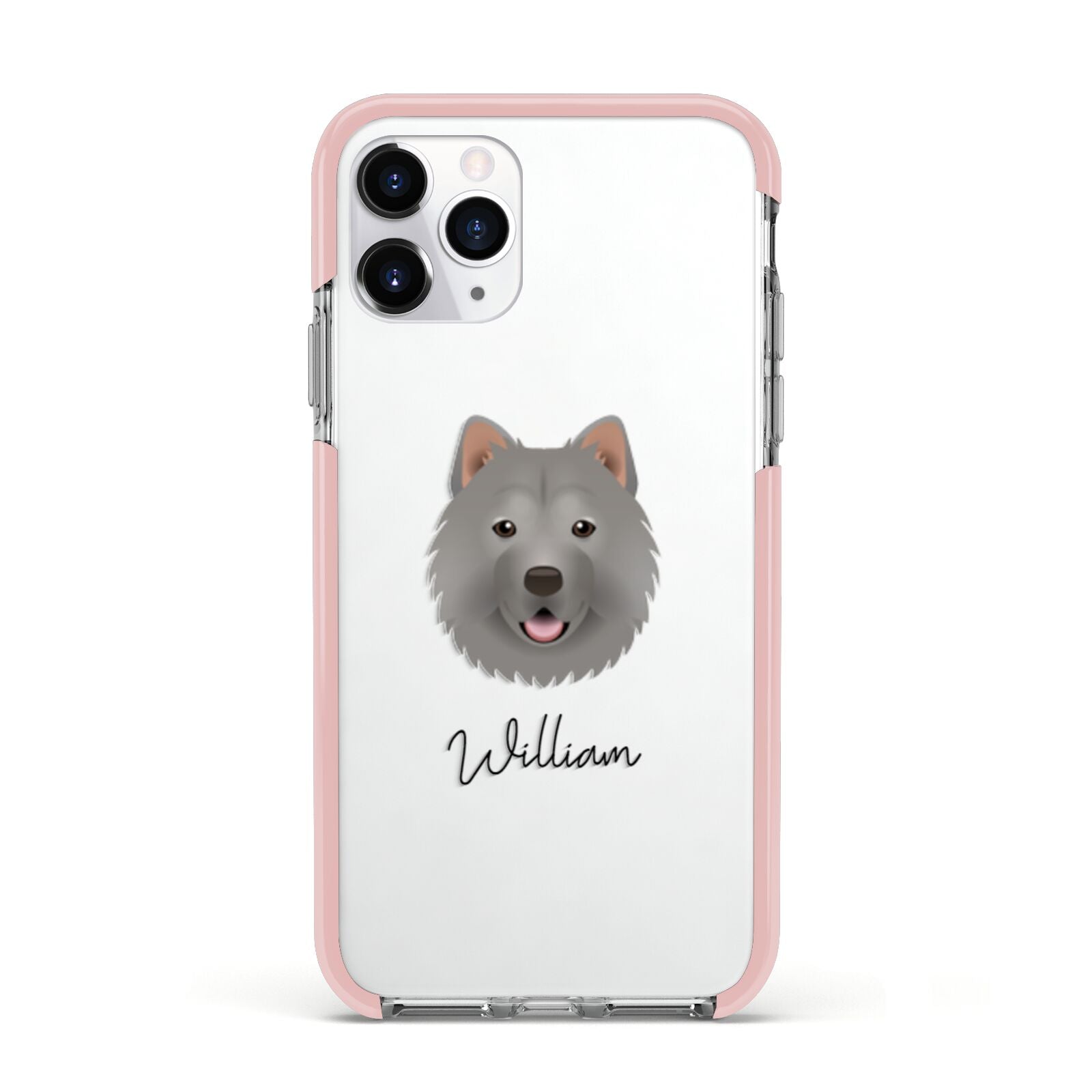 Chusky Personalised Apple iPhone 11 Pro in Silver with Pink Impact Case