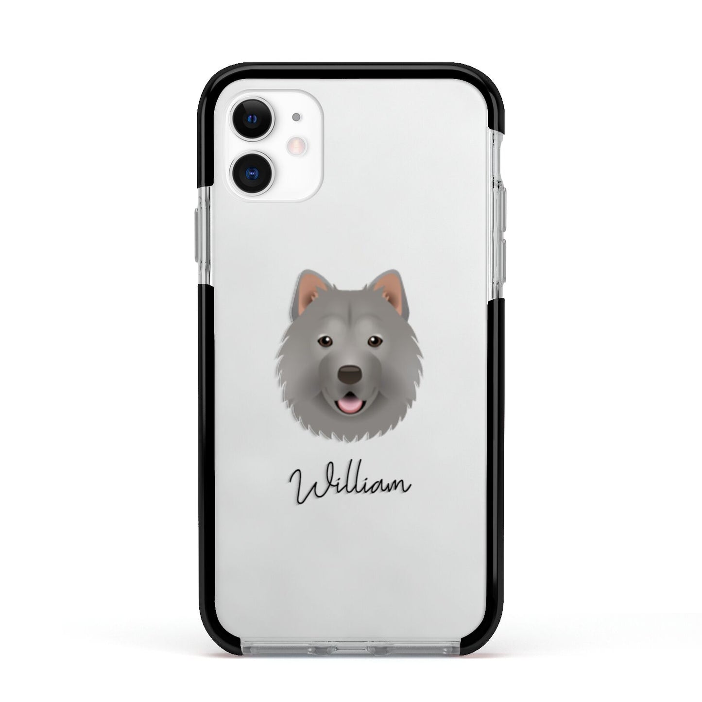 Chusky Personalised Apple iPhone 11 in White with Black Impact Case