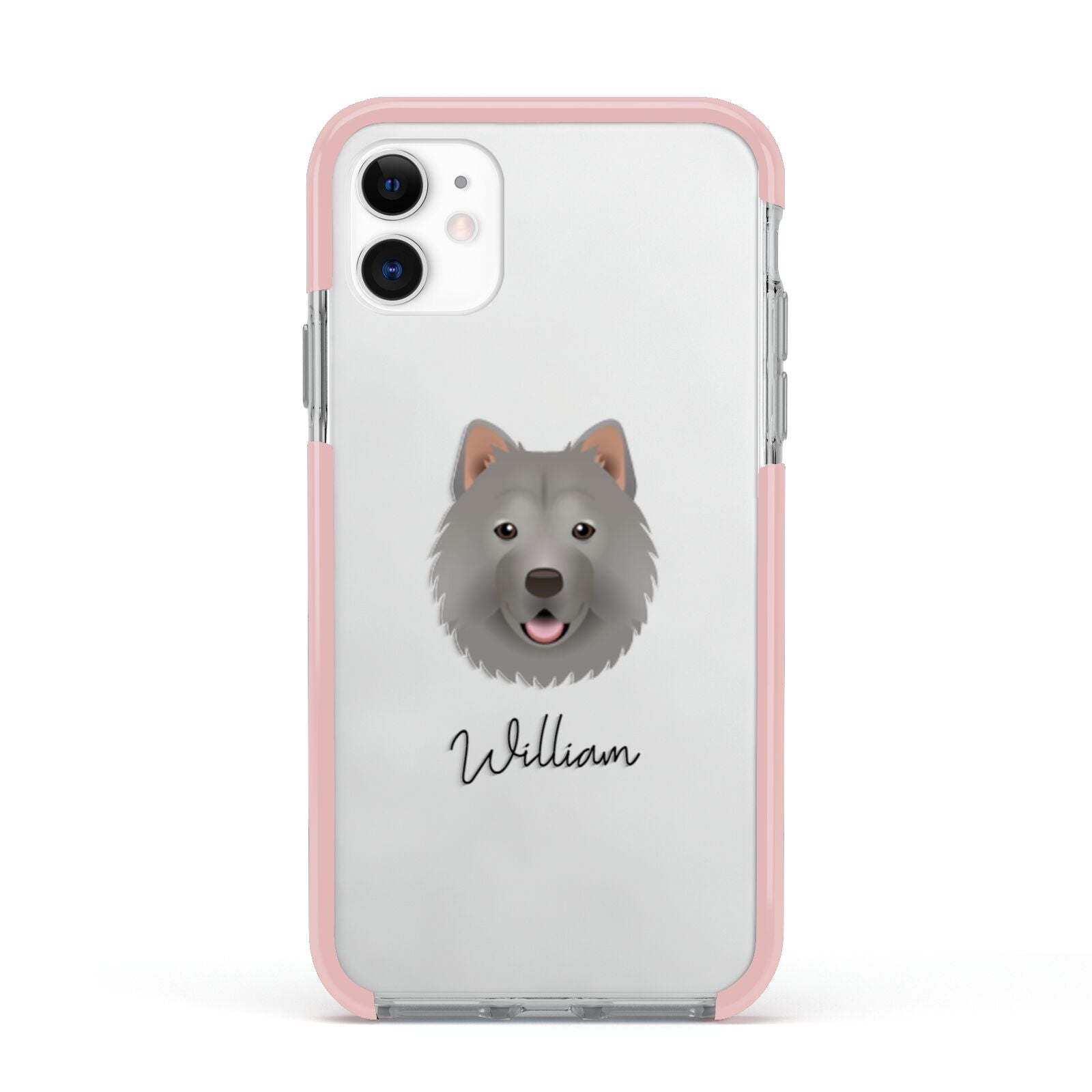 Chusky Personalised Apple iPhone 11 in White with Pink Impact Case