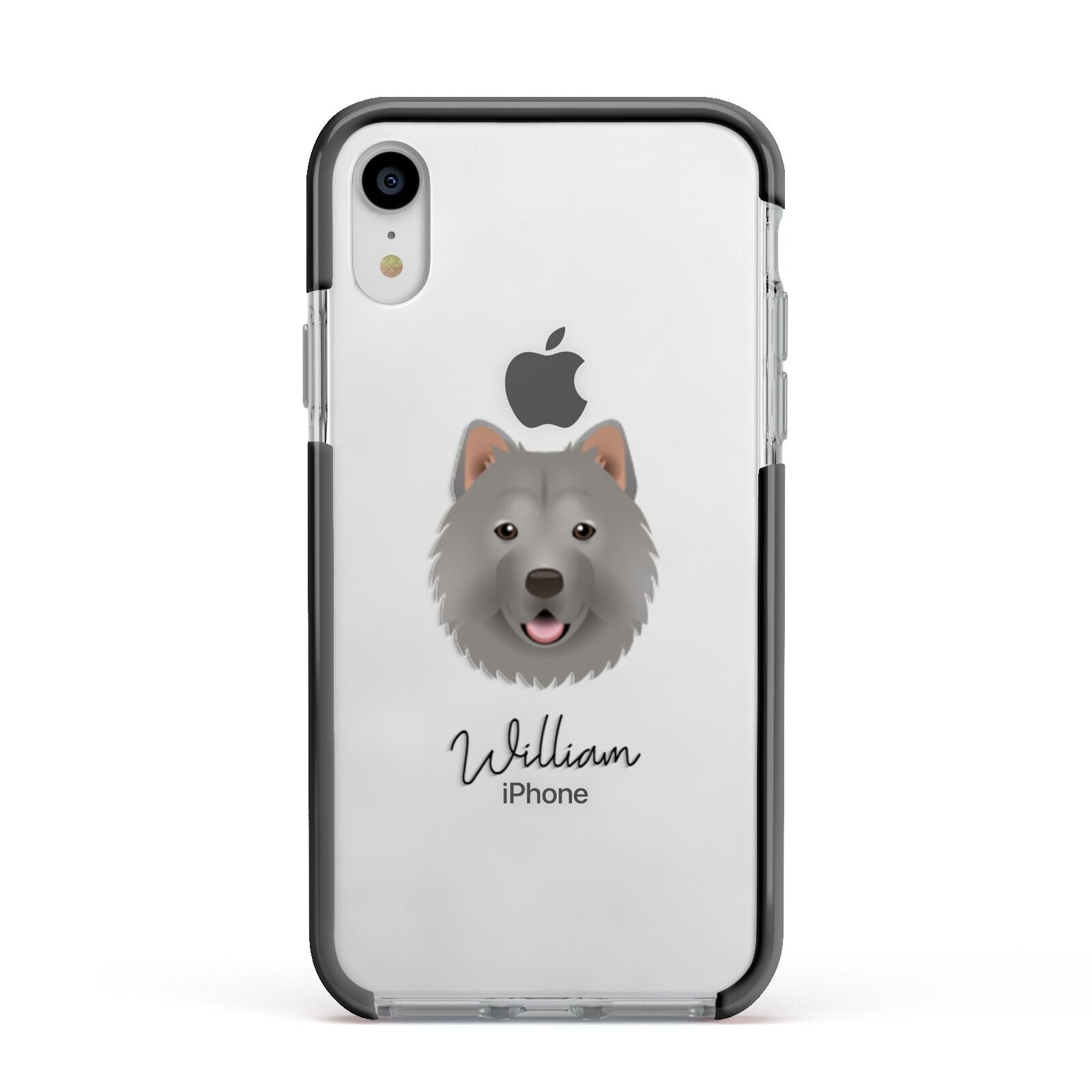 Chusky Personalised Apple iPhone XR Impact Case Black Edge on Silver Phone