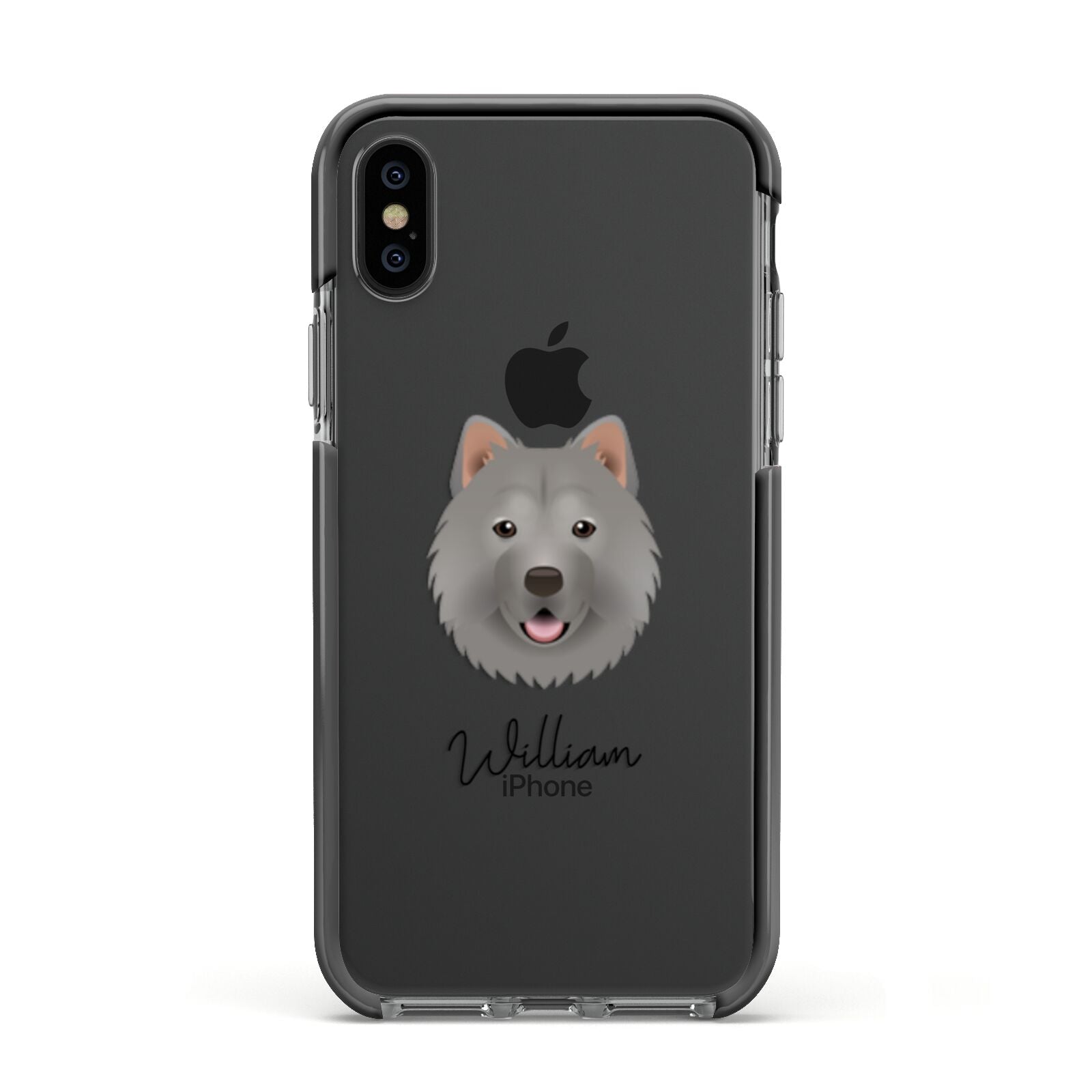 Chusky Personalised Apple iPhone Xs Impact Case Black Edge on Black Phone
