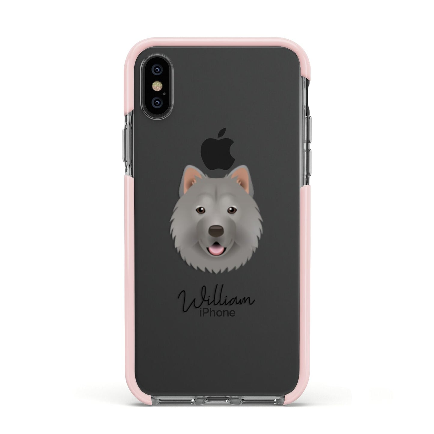 Chusky Personalised Apple iPhone Xs Impact Case Pink Edge on Black Phone