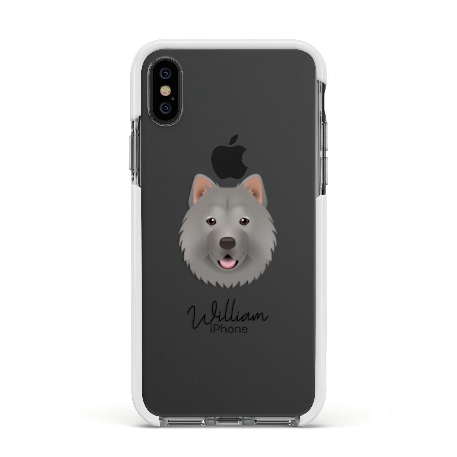 Chusky Personalised Apple iPhone Xs Impact Case White Edge on Black Phone