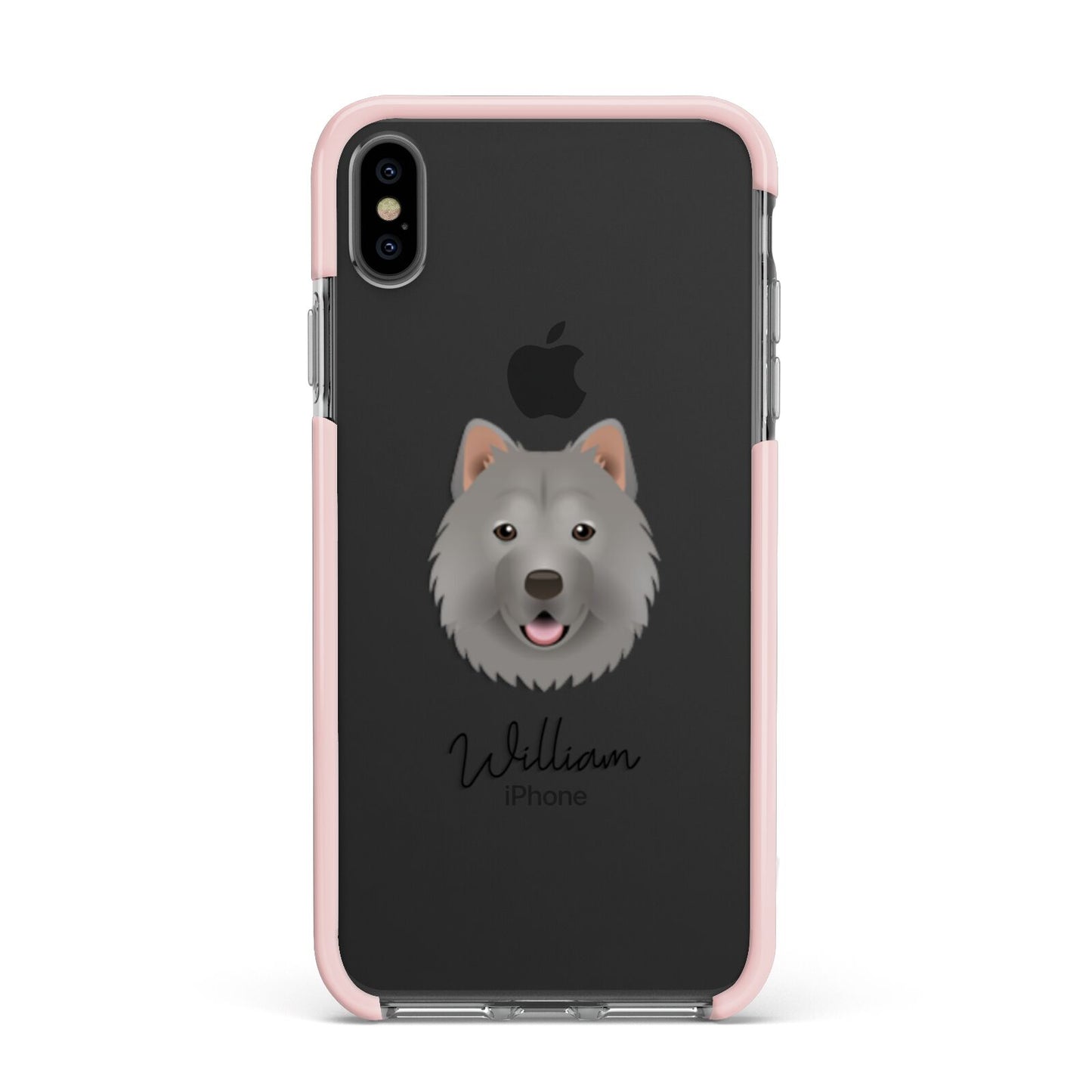 Chusky Personalised Apple iPhone Xs Max Impact Case Pink Edge on Black Phone