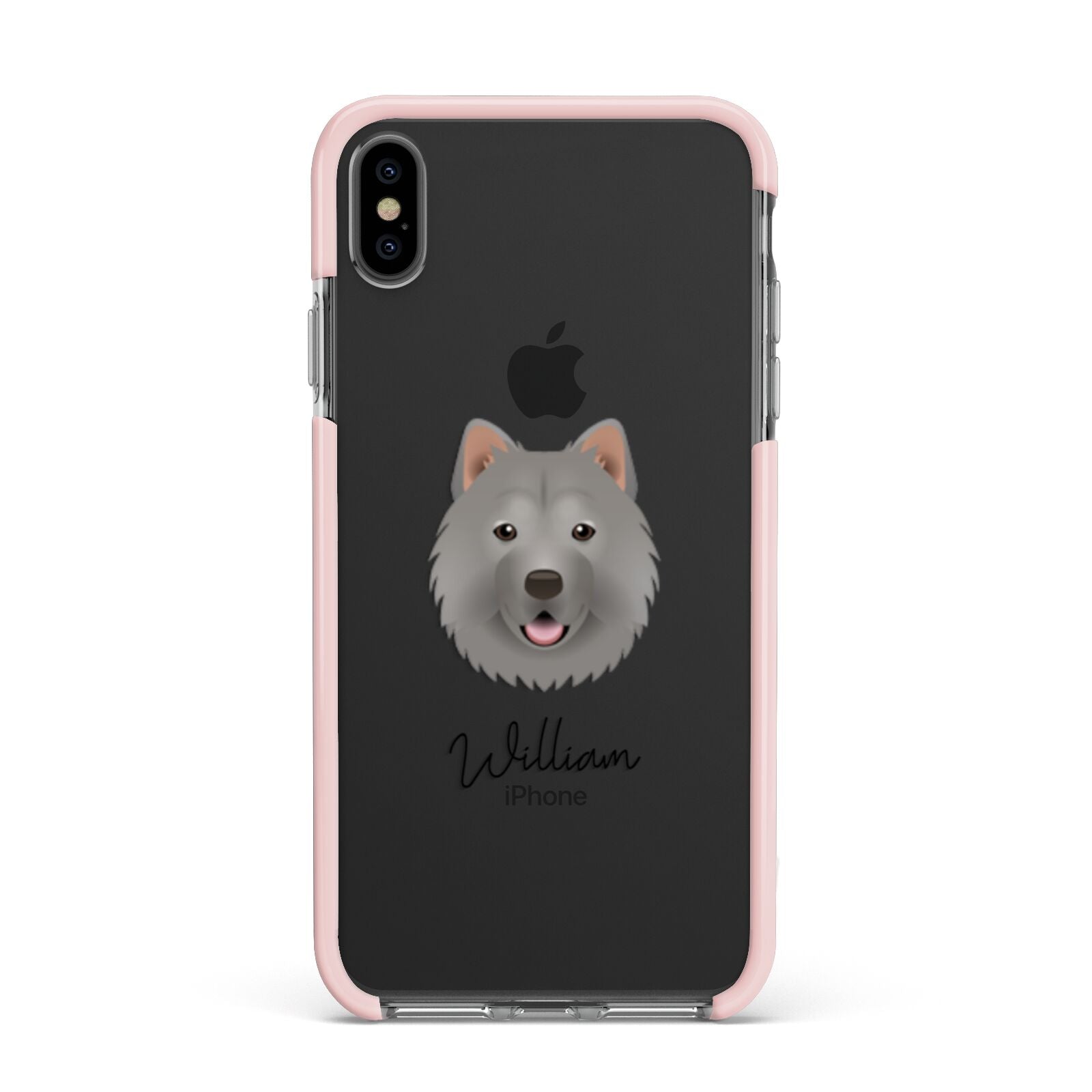Chusky Personalised Apple iPhone Xs Max Impact Case Pink Edge on Black Phone