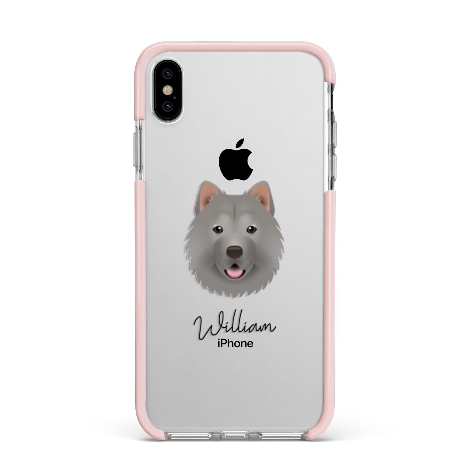 Chusky Personalised Apple iPhone Xs Max Impact Case Pink Edge on Silver Phone