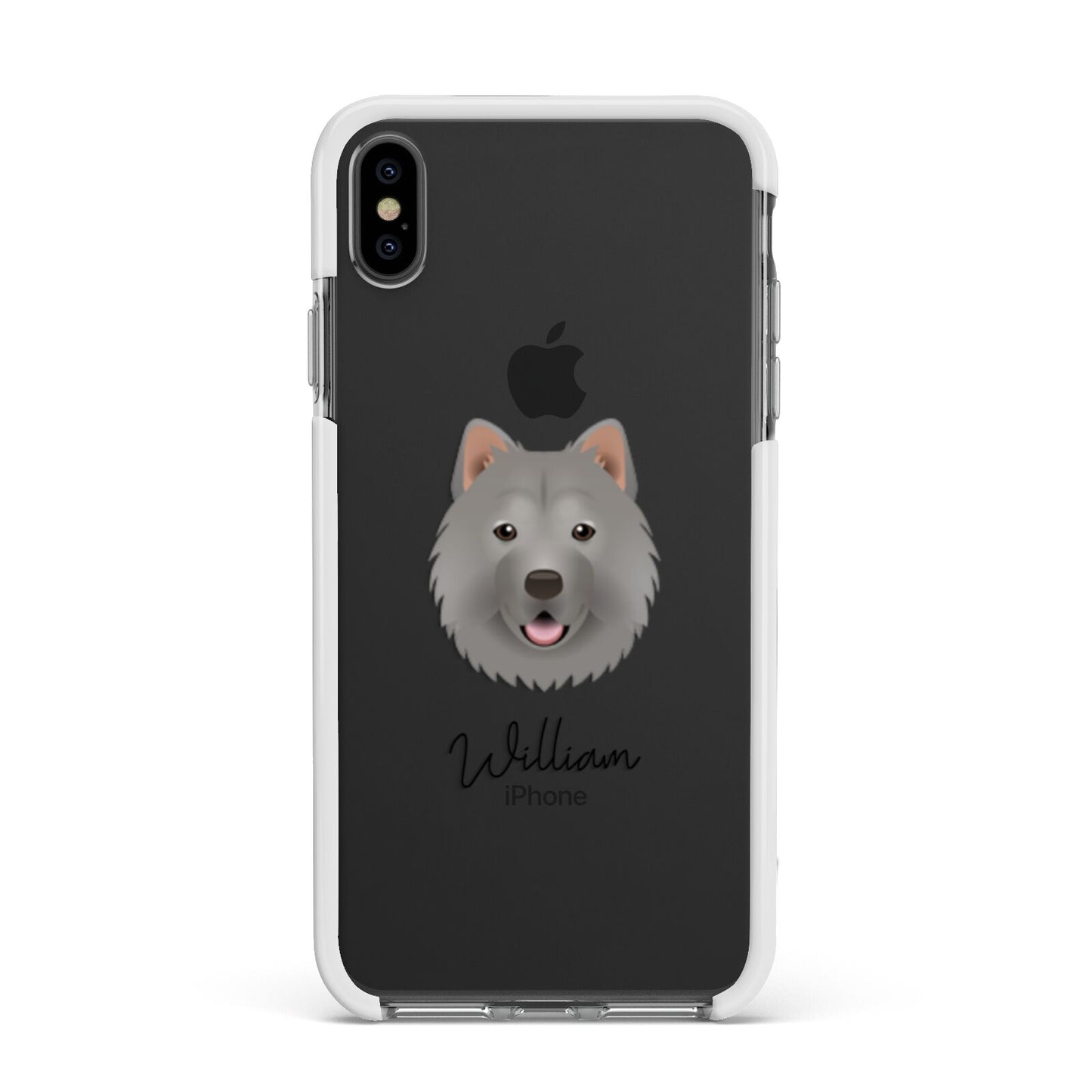 Chusky Personalised Apple iPhone Xs Max Impact Case White Edge on Black Phone