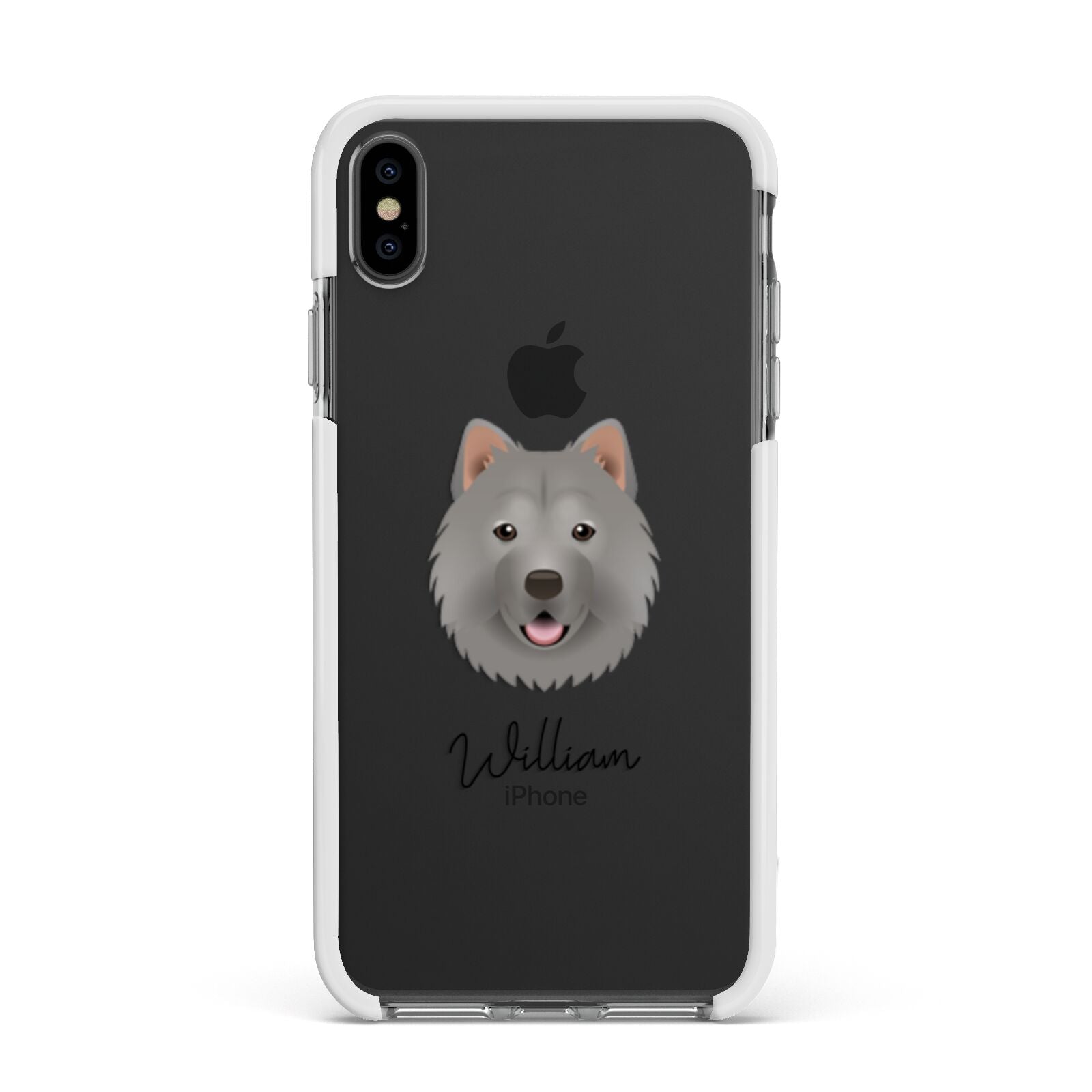 Chusky Personalised Apple iPhone Xs Max Impact Case White Edge on Black Phone