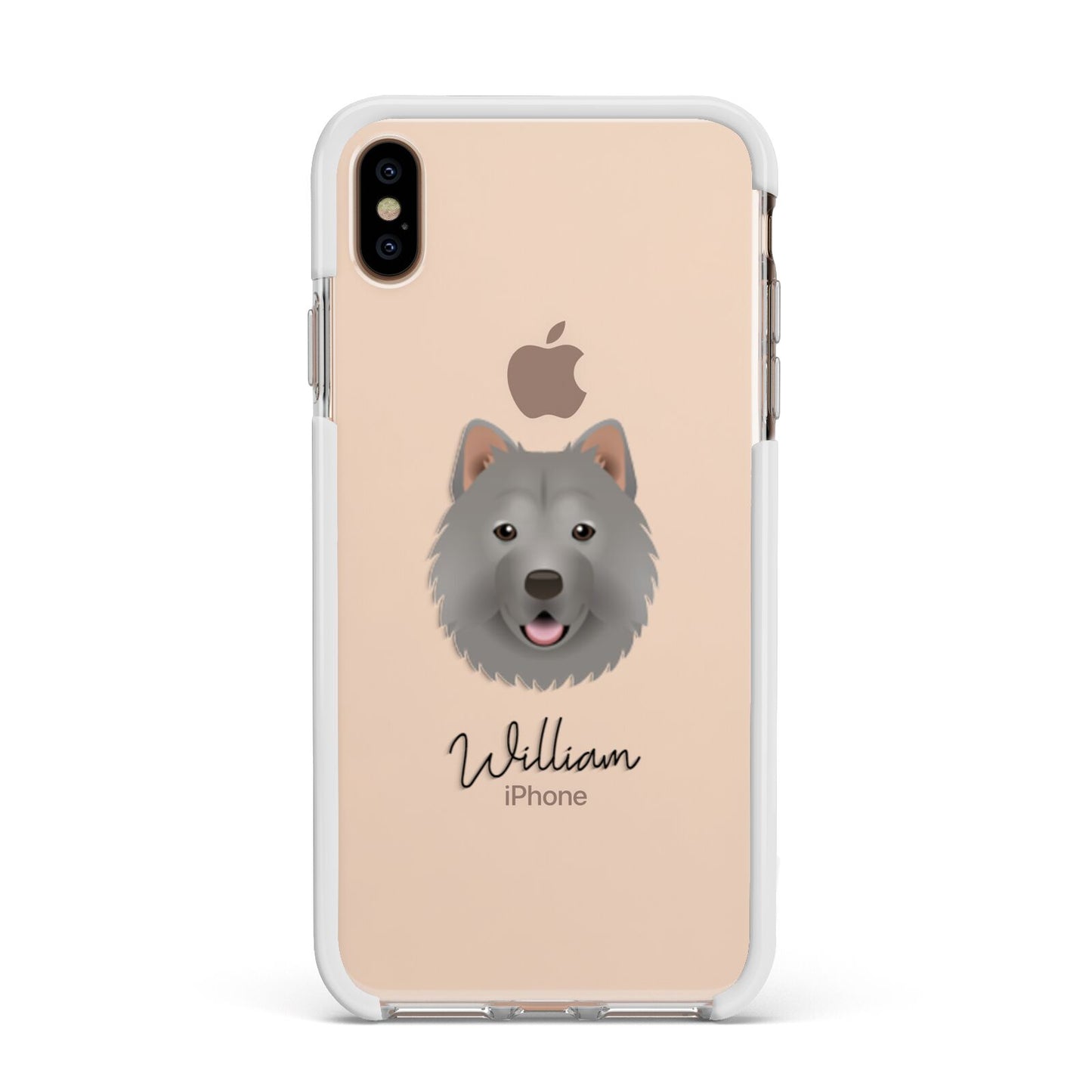 Chusky Personalised Apple iPhone Xs Max Impact Case White Edge on Gold Phone