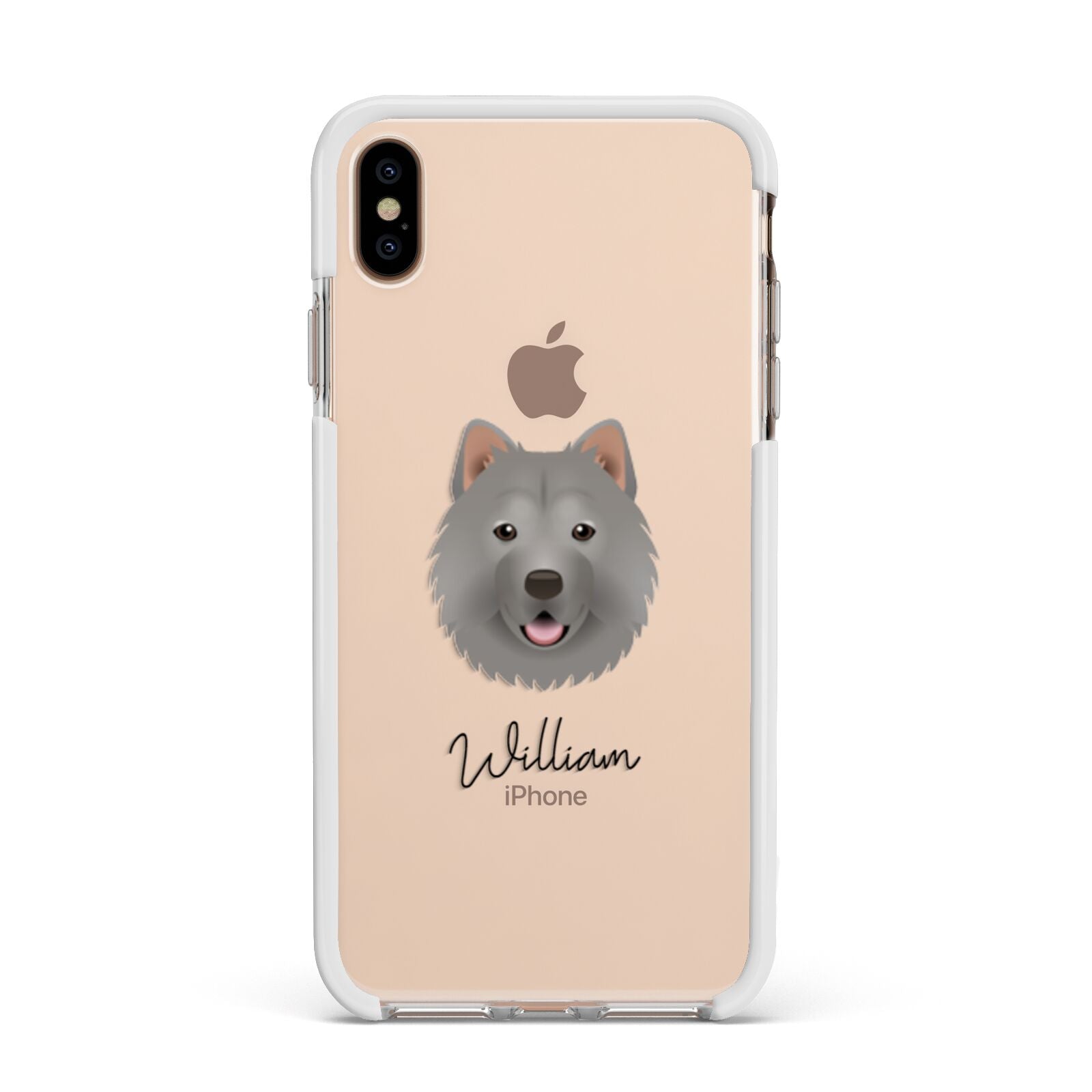 Chusky Personalised Apple iPhone Xs Max Impact Case White Edge on Gold Phone