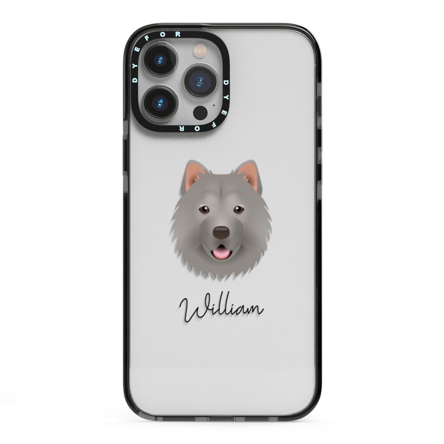 Chusky Personalised iPhone 13 Pro Max Black Impact Case on Silver phone