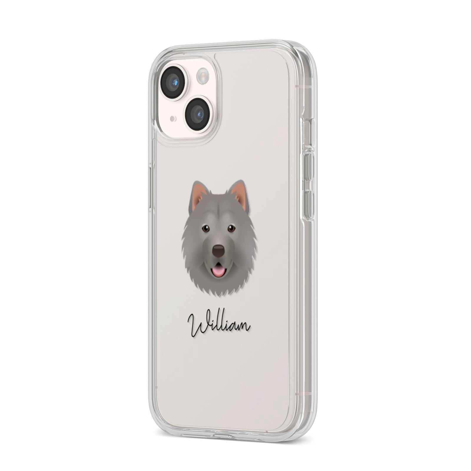 Chusky Personalised iPhone 14 Clear Tough Case Starlight Angled Image