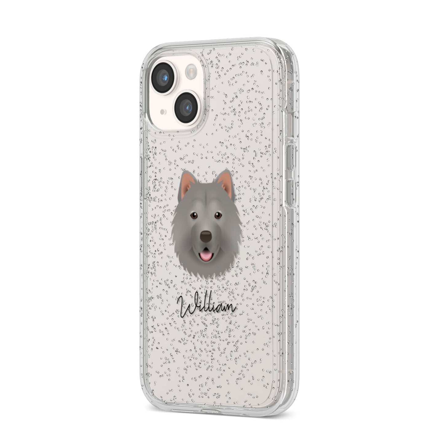 Chusky Personalised iPhone 14 Glitter Tough Case Starlight Angled Image