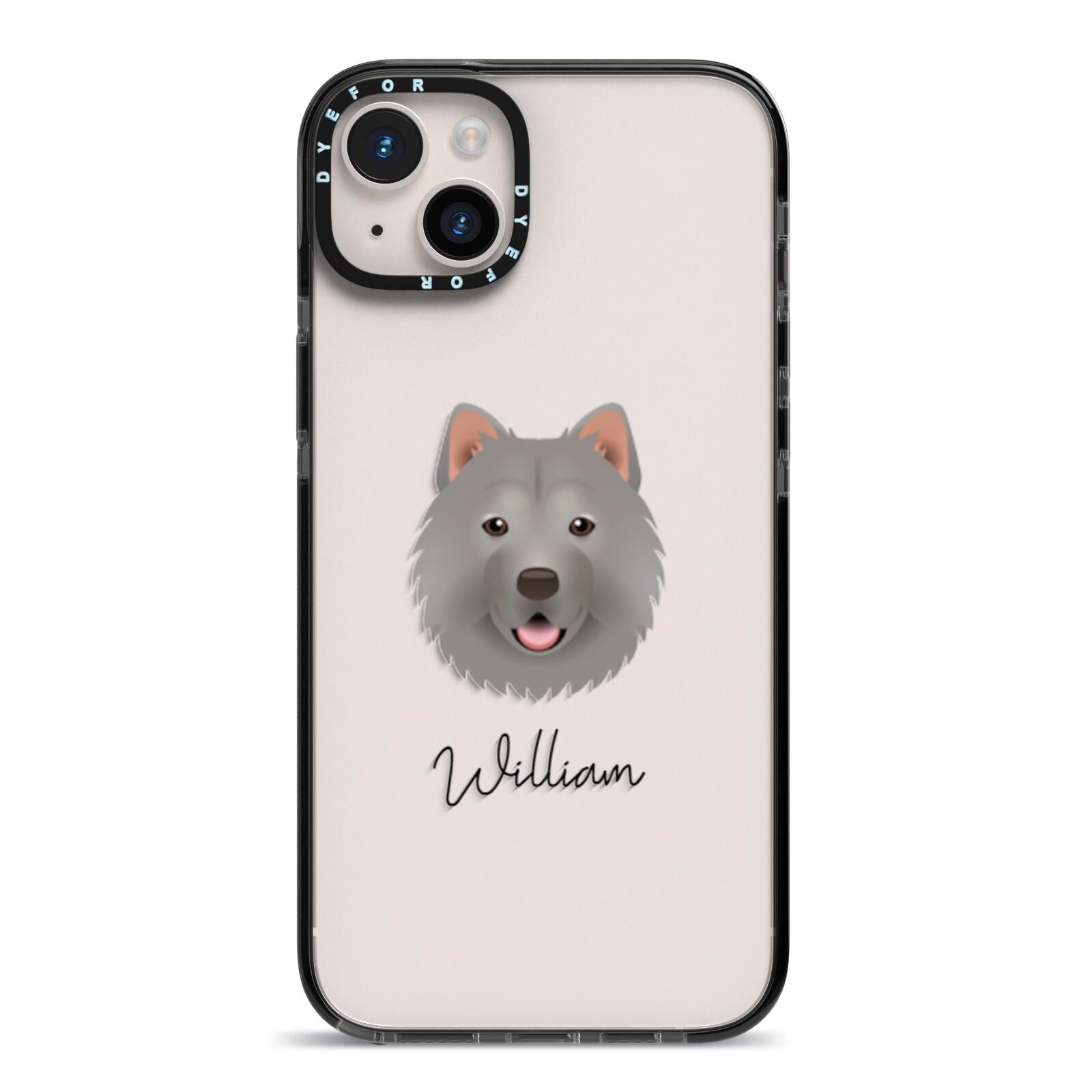 Chusky Personalised iPhone 14 Plus Black Impact Case on Silver phone