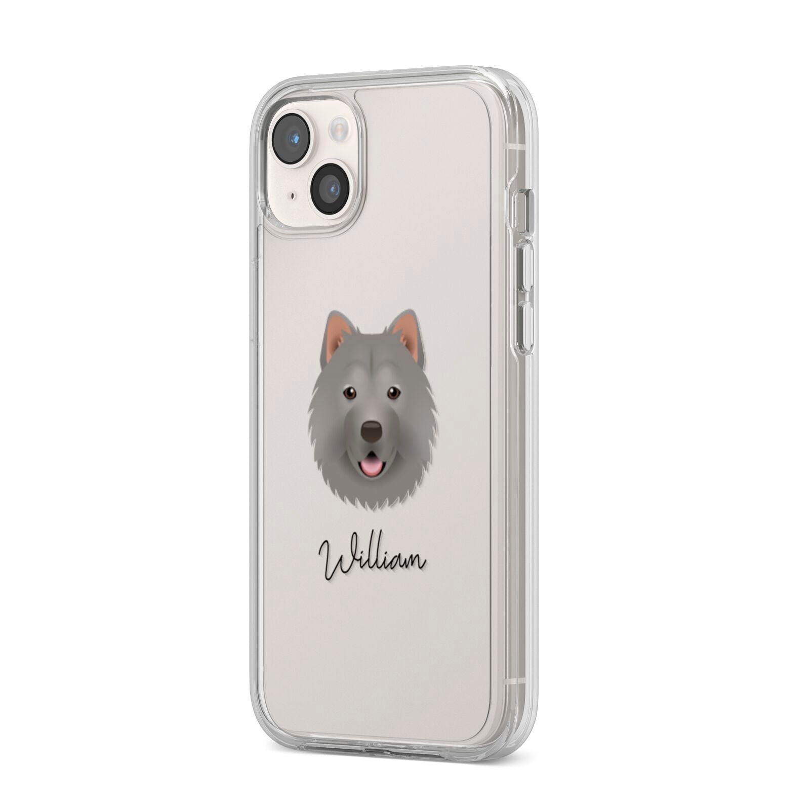 Chusky Personalised iPhone 14 Plus Clear Tough Case Starlight Angled Image