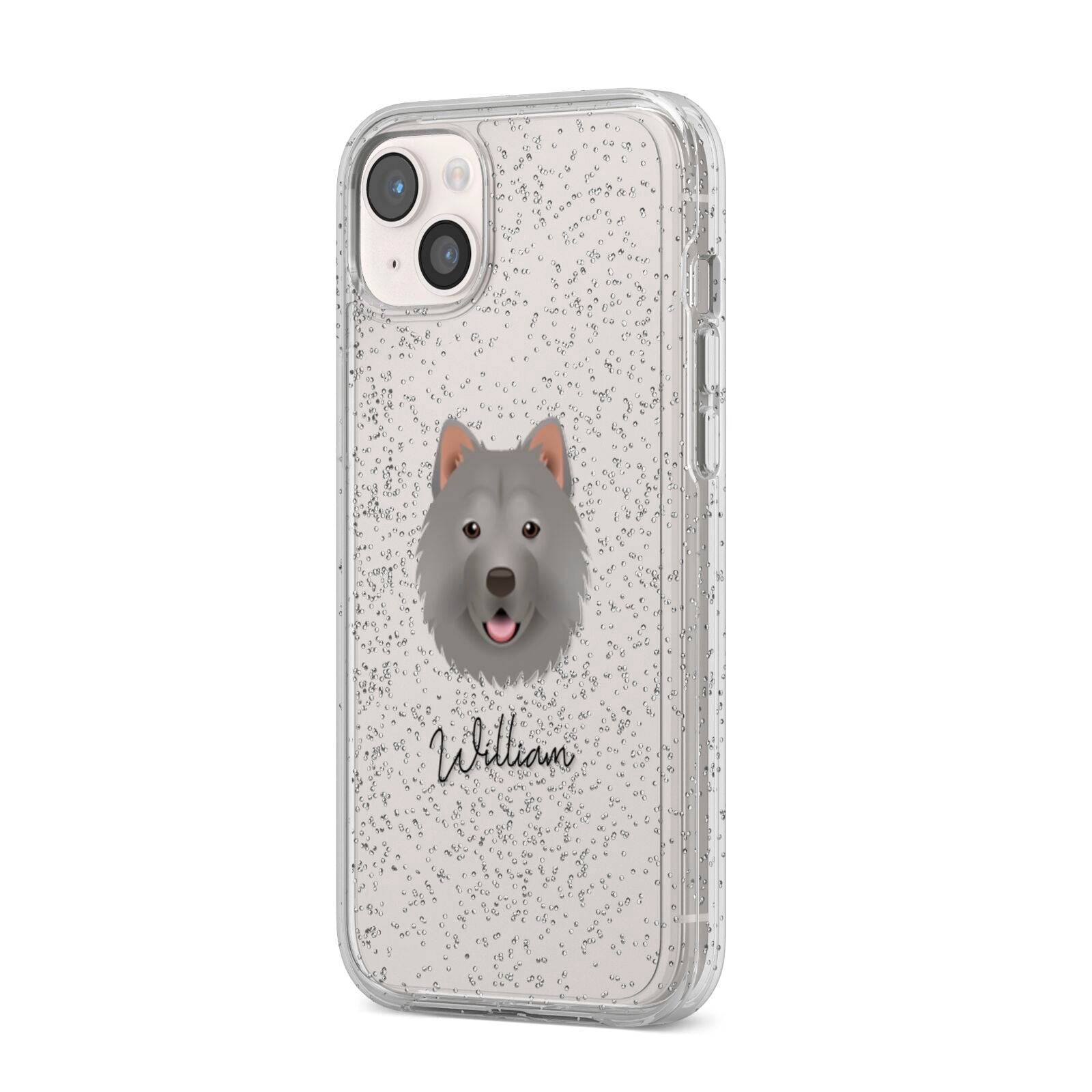 Chusky Personalised iPhone 14 Plus Glitter Tough Case Starlight Angled Image