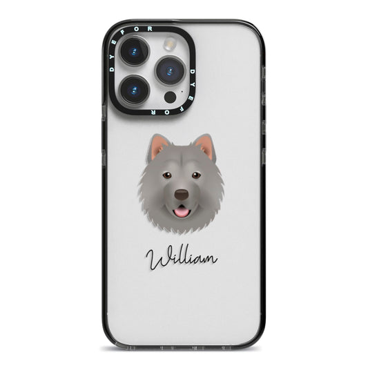 Chusky Personalised iPhone 14 Pro Max Black Impact Case on Silver phone