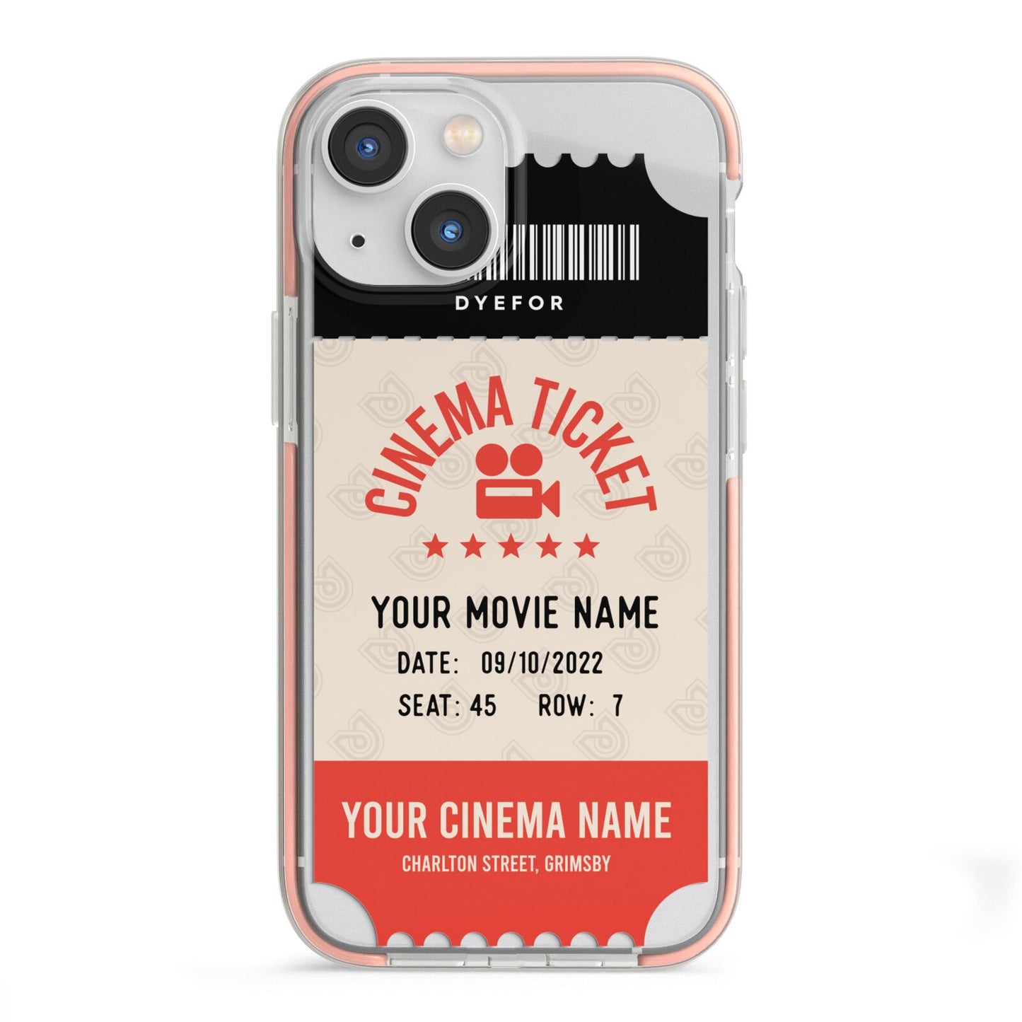 Cinema Ticket iPhone 13 Mini TPU Impact Case with Pink Edges