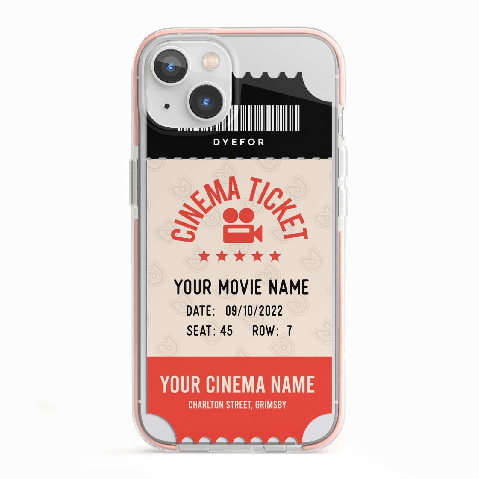 Cinema Ticket iPhone 13 TPU Impact Case with Pink Edges