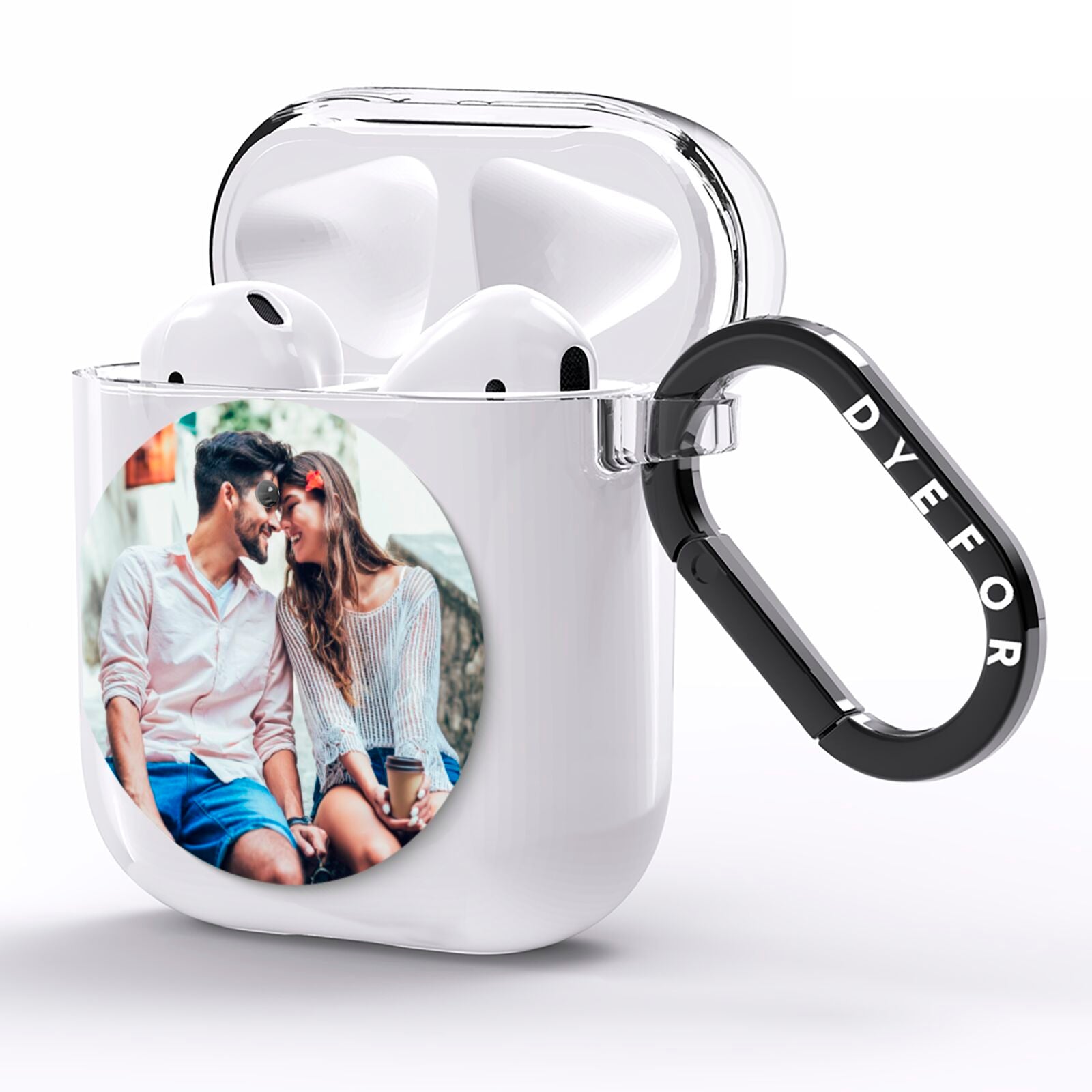 Circle Photo Upload AirPods Clear Case Side Image