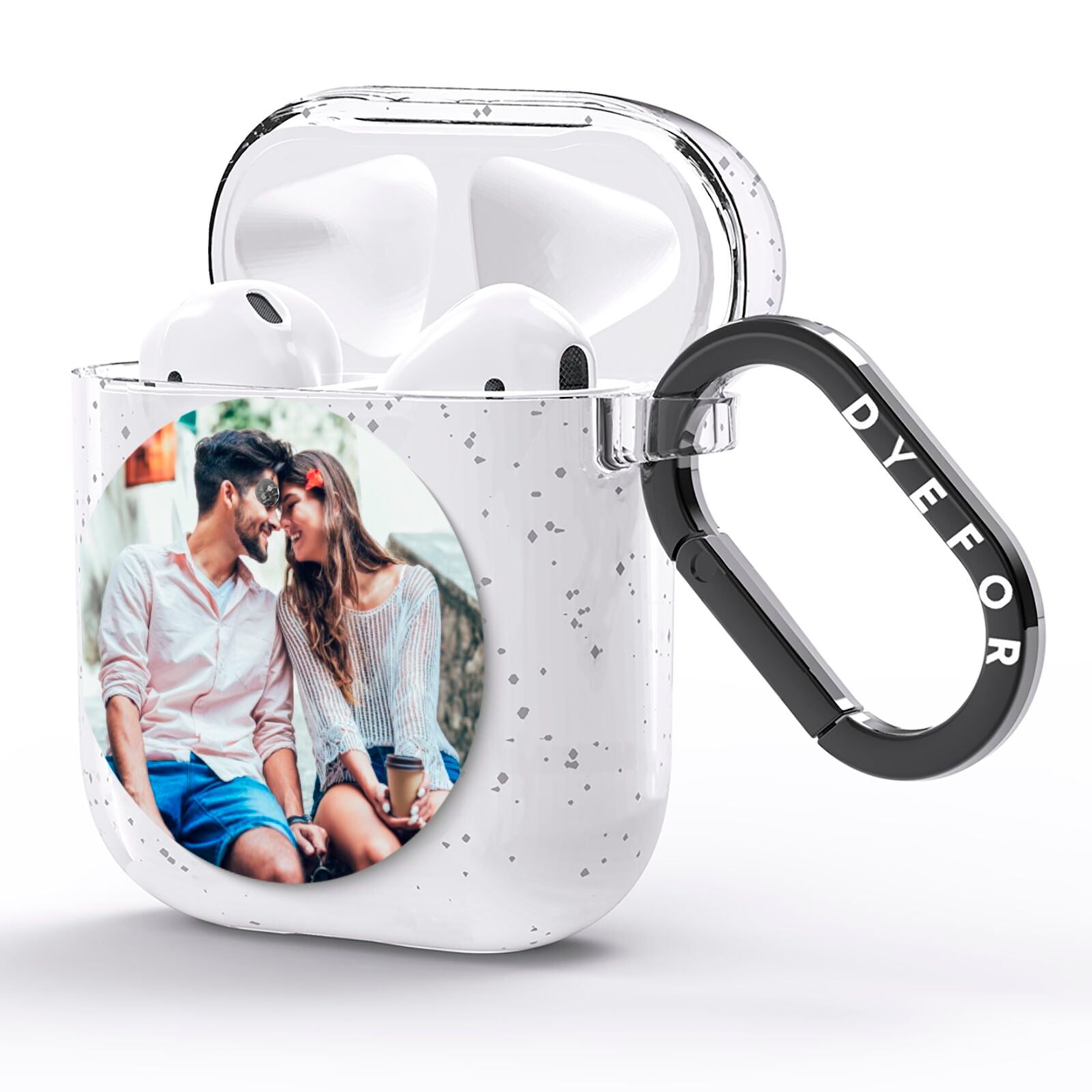 Circle Photo Upload AirPods Glitter Case Side Image