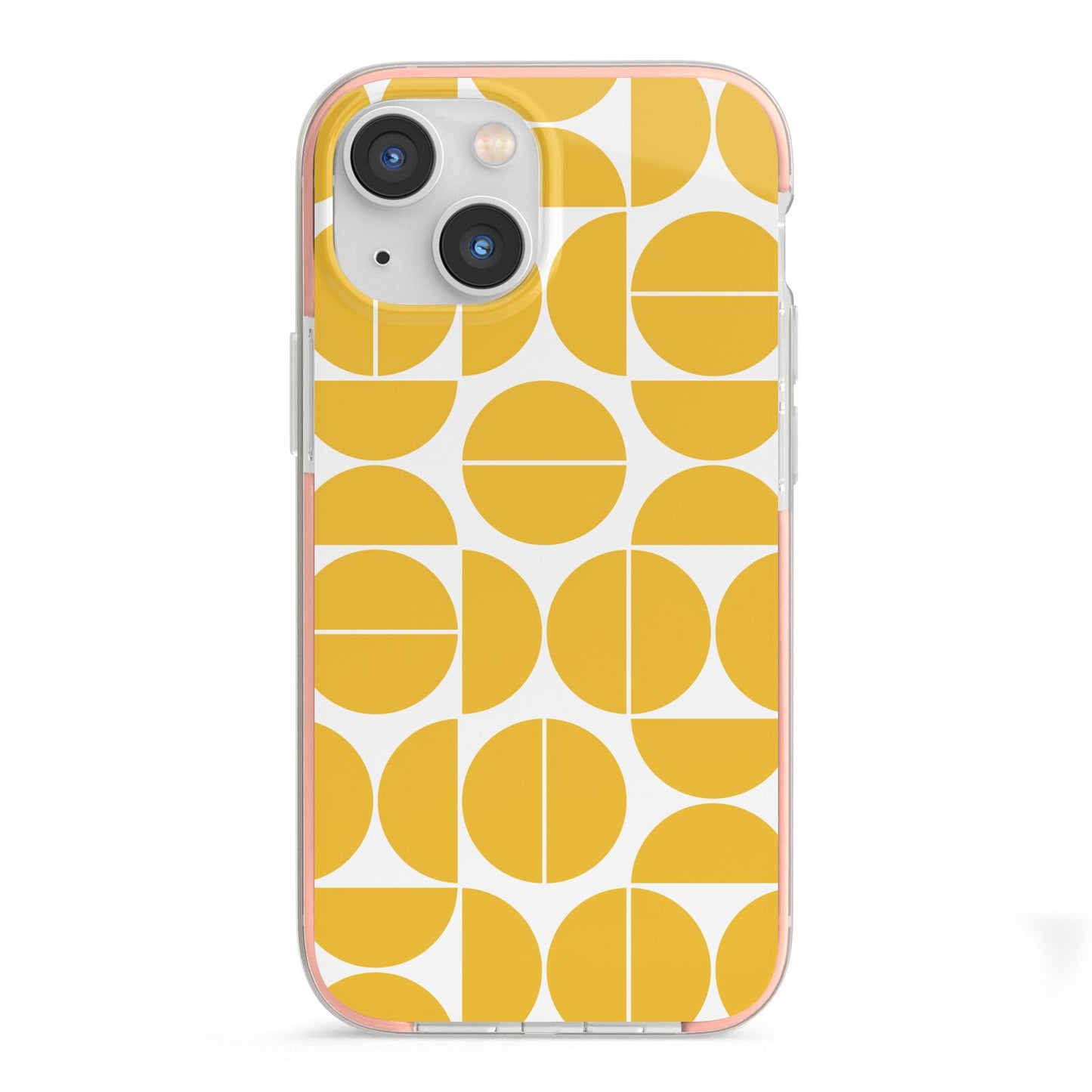 Circular Geometric Pattern iPhone 13 Mini TPU Impact Case with Pink Edges