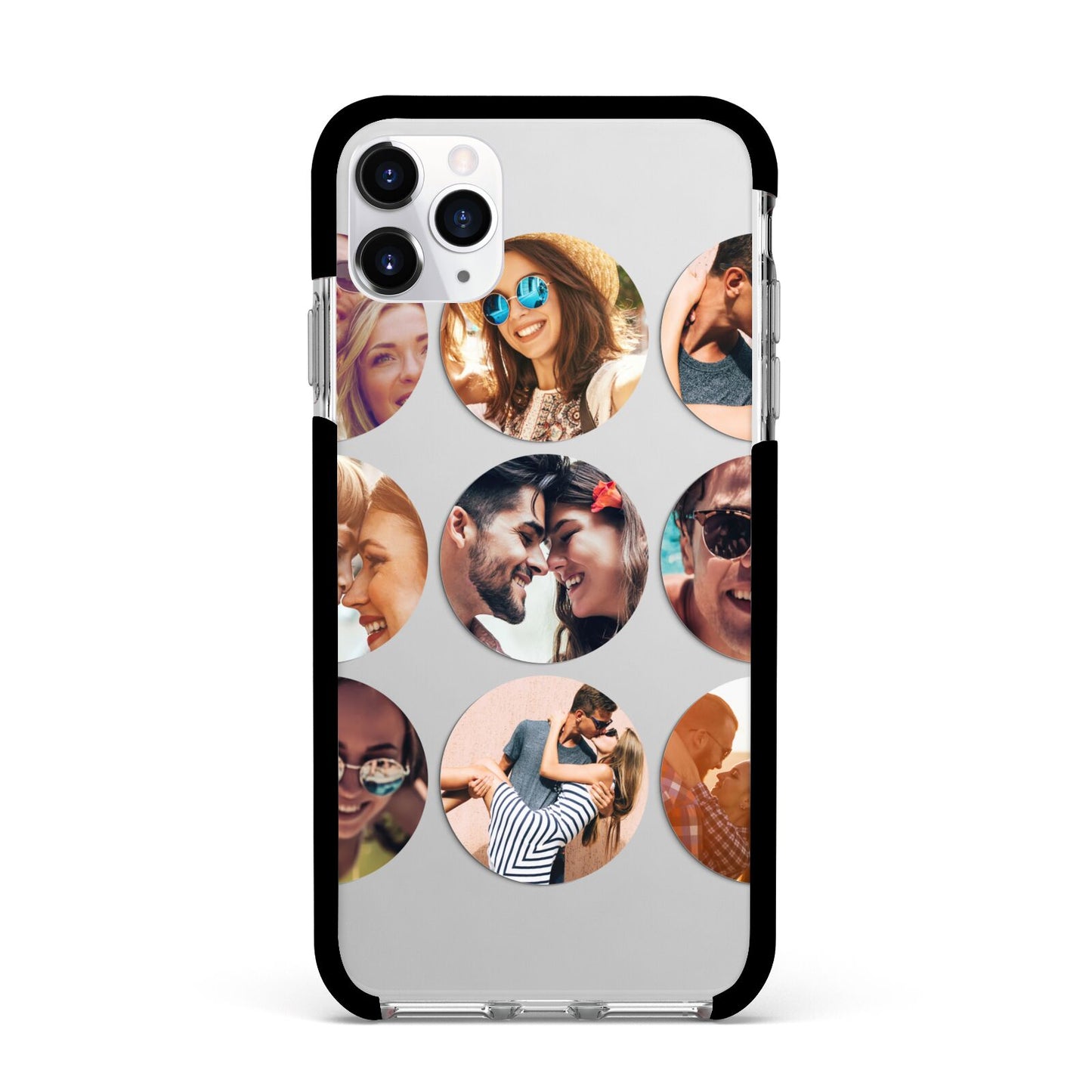Circular Photo Montage Upload Apple iPhone 11 Pro Max in Silver with Black Impact Case