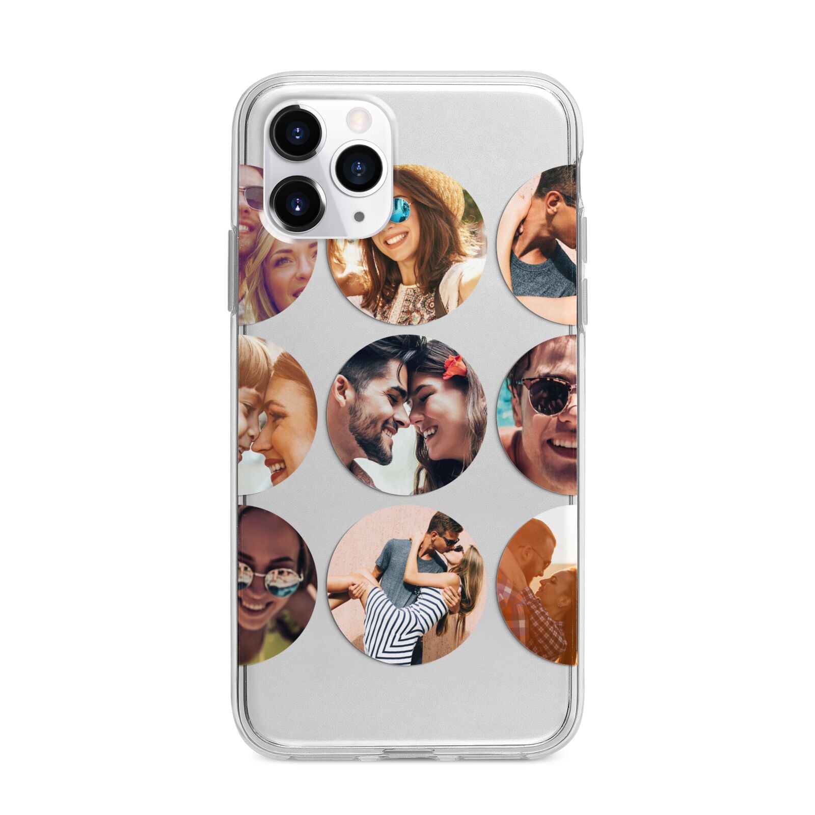 Circular Photo Montage Upload Apple iPhone 11 Pro Max in Silver with Bumper Case