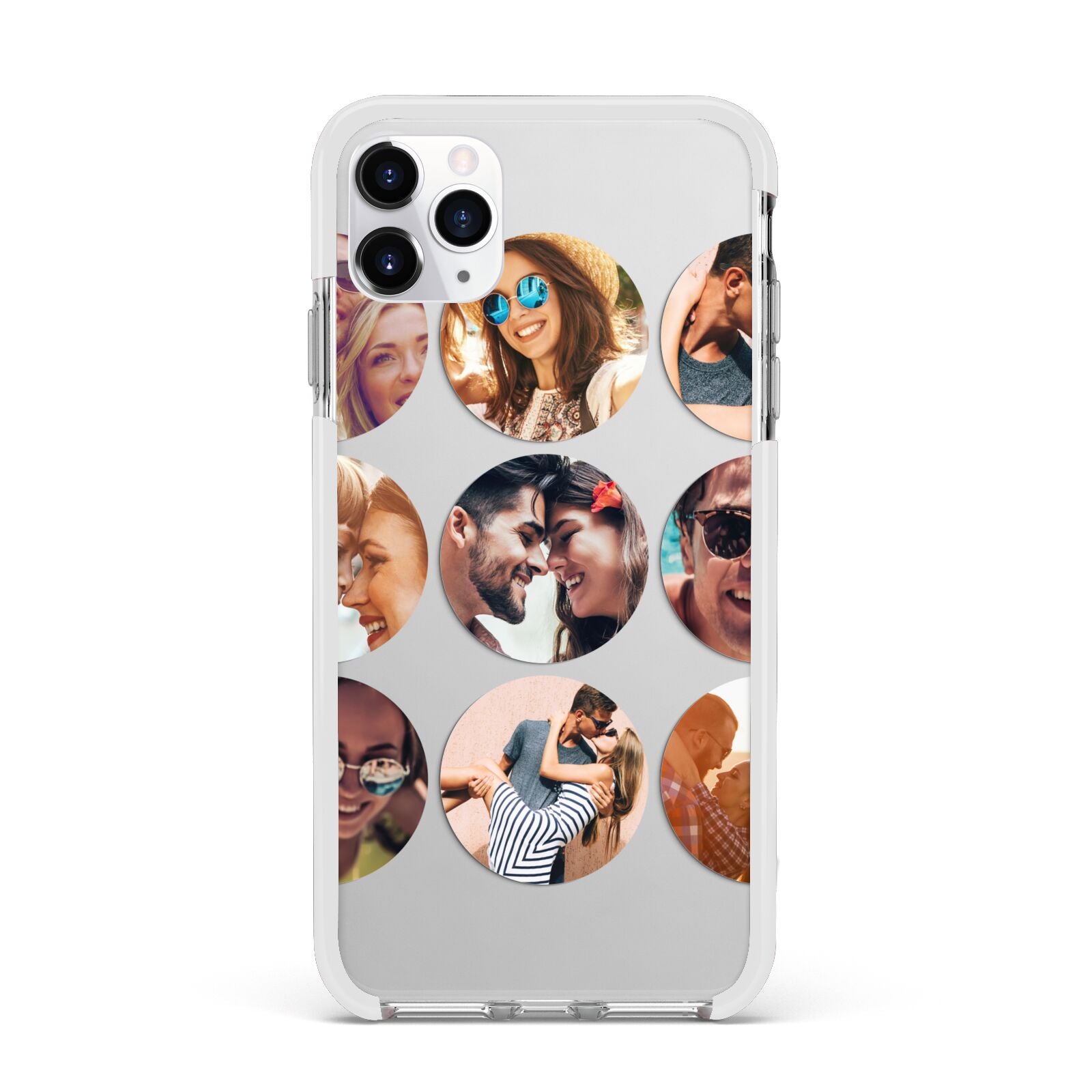 Circular Photo Montage Upload Apple iPhone 11 Pro Max in Silver with White Impact Case