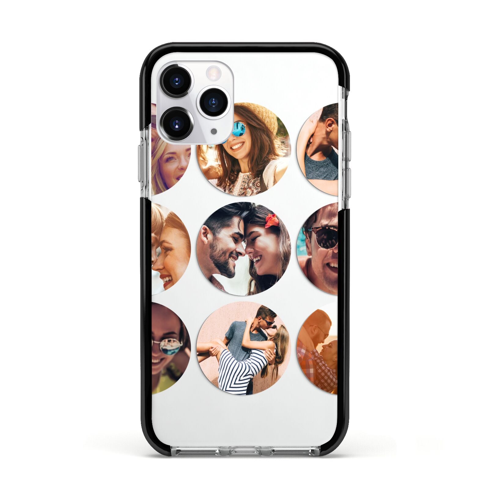 Circular Photo Montage Upload Apple iPhone 11 Pro in Silver with Black Impact Case