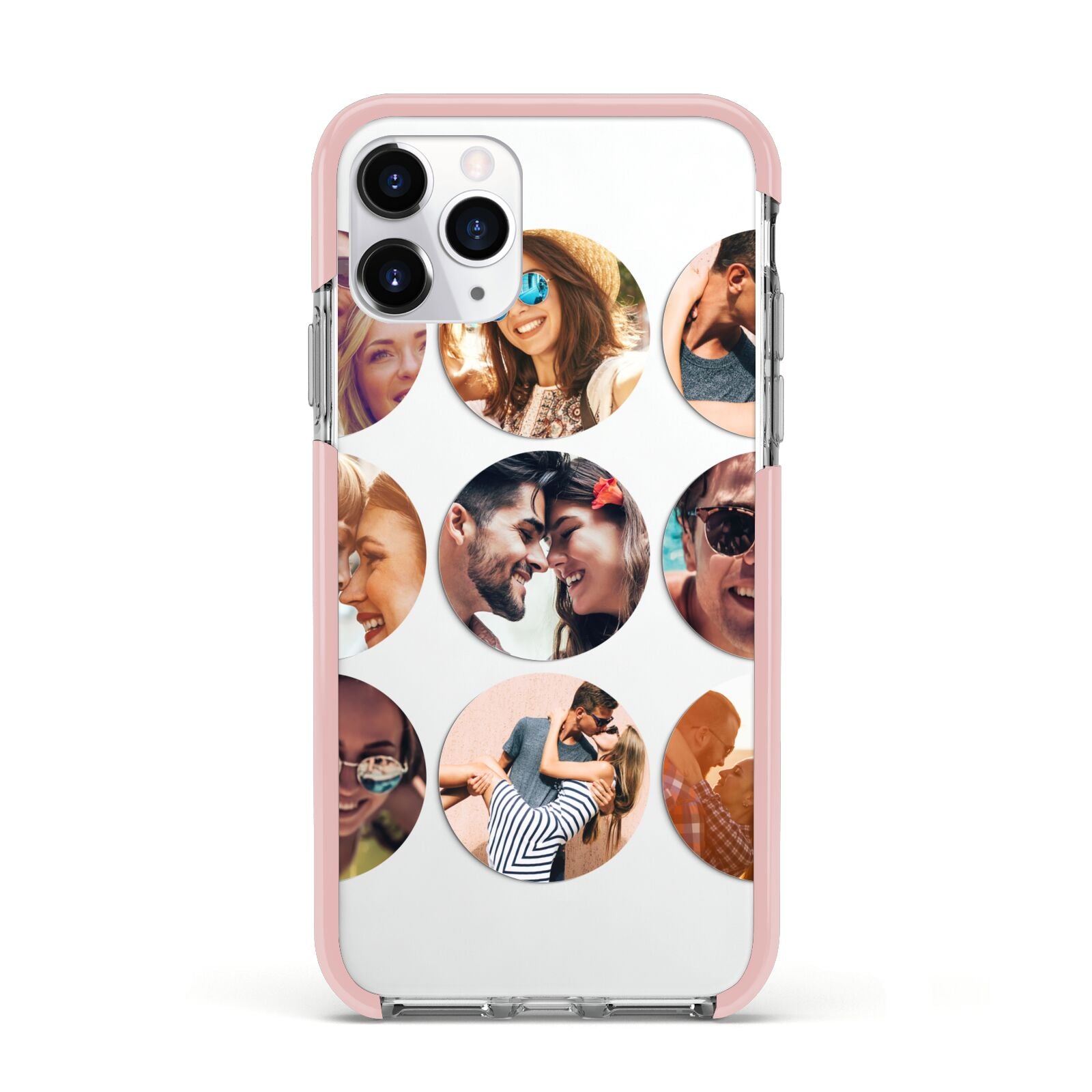 Circular Photo Montage Upload Apple iPhone 11 Pro in Silver with Pink Impact Case