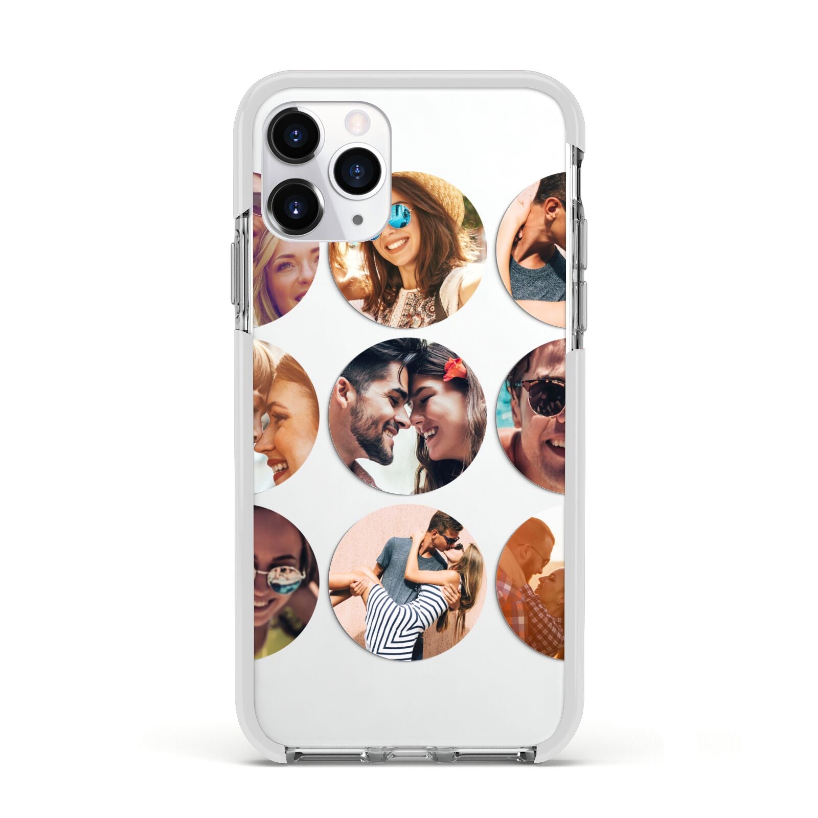 Circular Photo Montage Upload Apple iPhone 11 Pro in Silver with White Impact Case