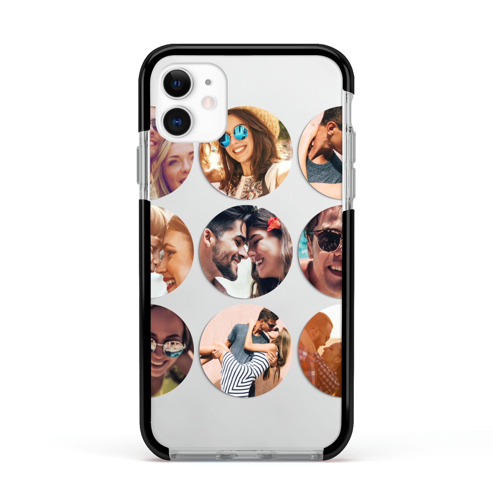 Circular Photo Montage Upload Apple iPhone 11 in White with Black Impact Case
