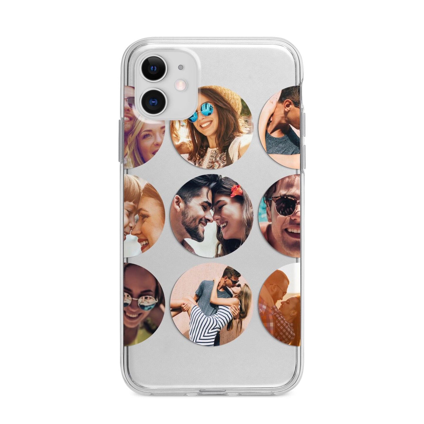 Circular Photo Montage Upload Apple iPhone 11 in White with Bumper Case