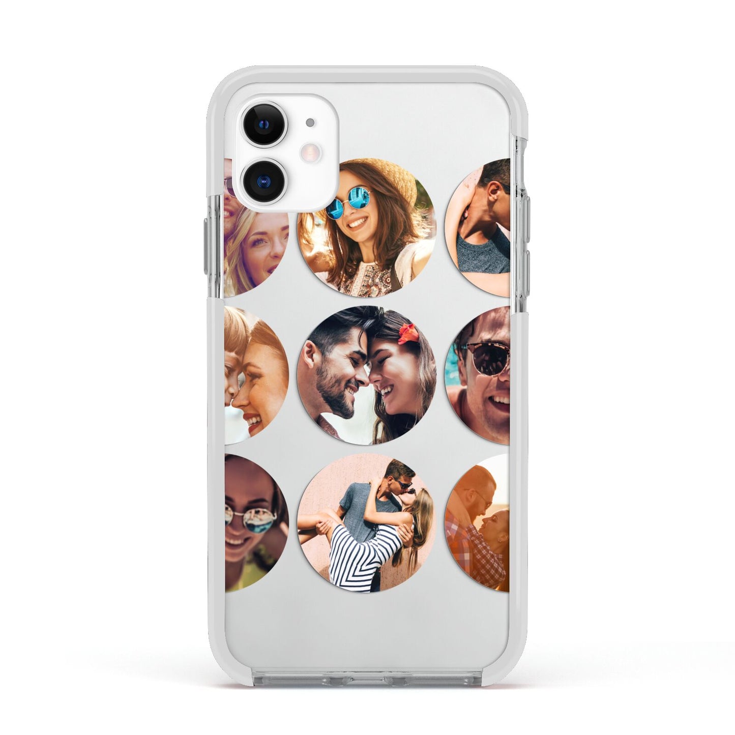 Circular Photo Montage Upload Apple iPhone 11 in White with White Impact Case