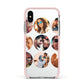 Circular Photo Montage Upload Apple iPhone Xs Impact Case Pink Edge on Silver Phone
