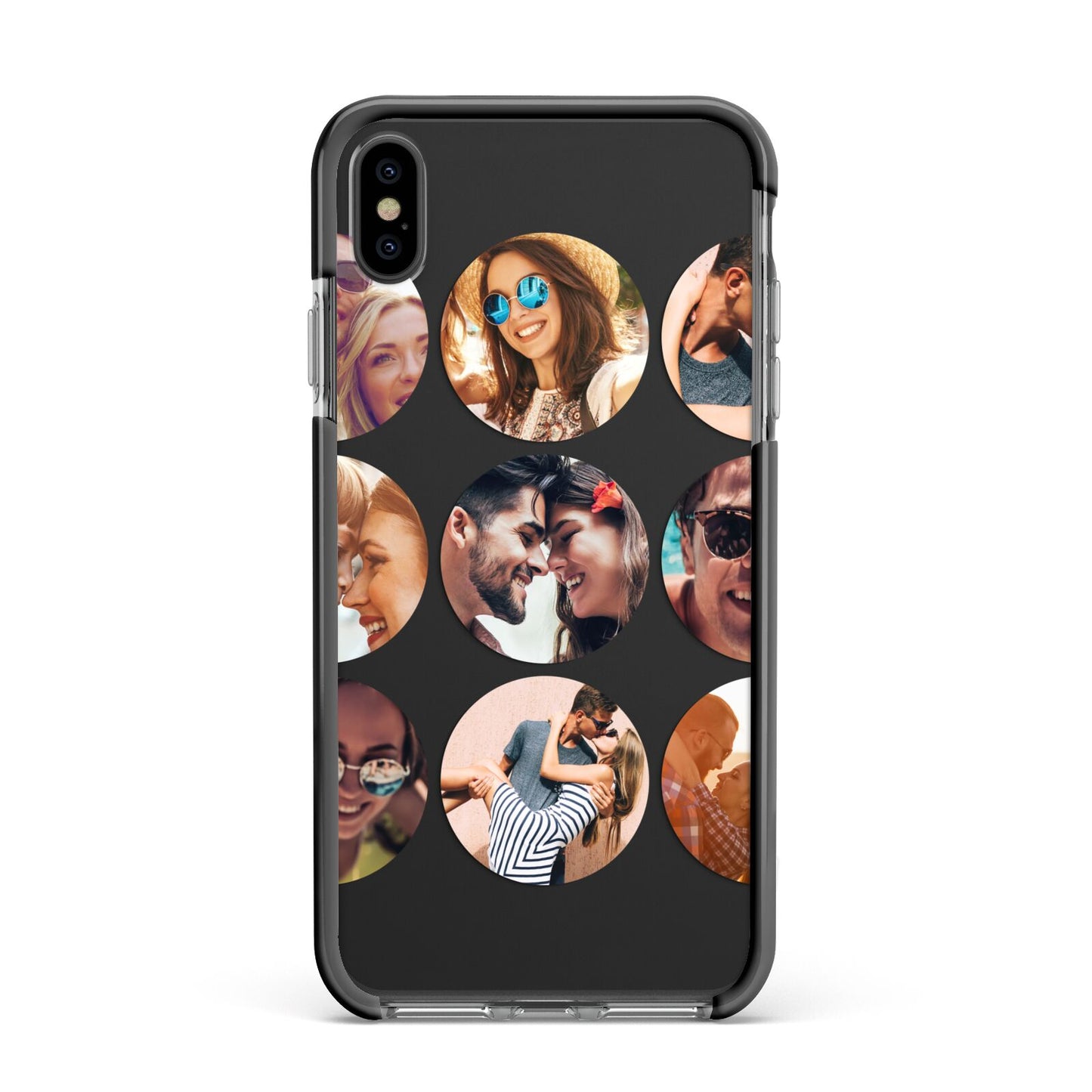 Circular Photo Montage Upload Apple iPhone Xs Max Impact Case Black Edge on Black Phone