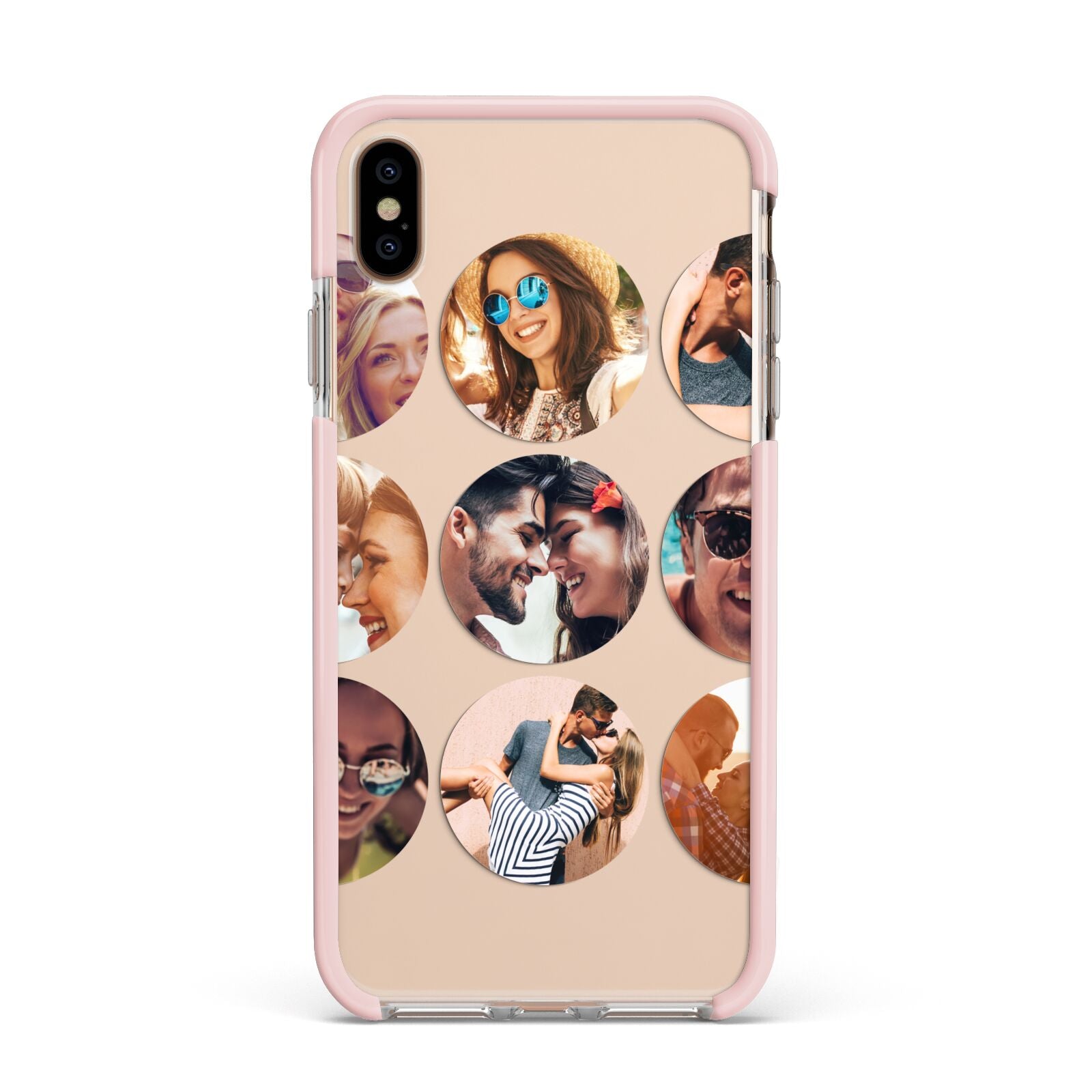 Circular Photo Montage Upload Apple iPhone Xs Max Impact Case Pink Edge on Gold Phone