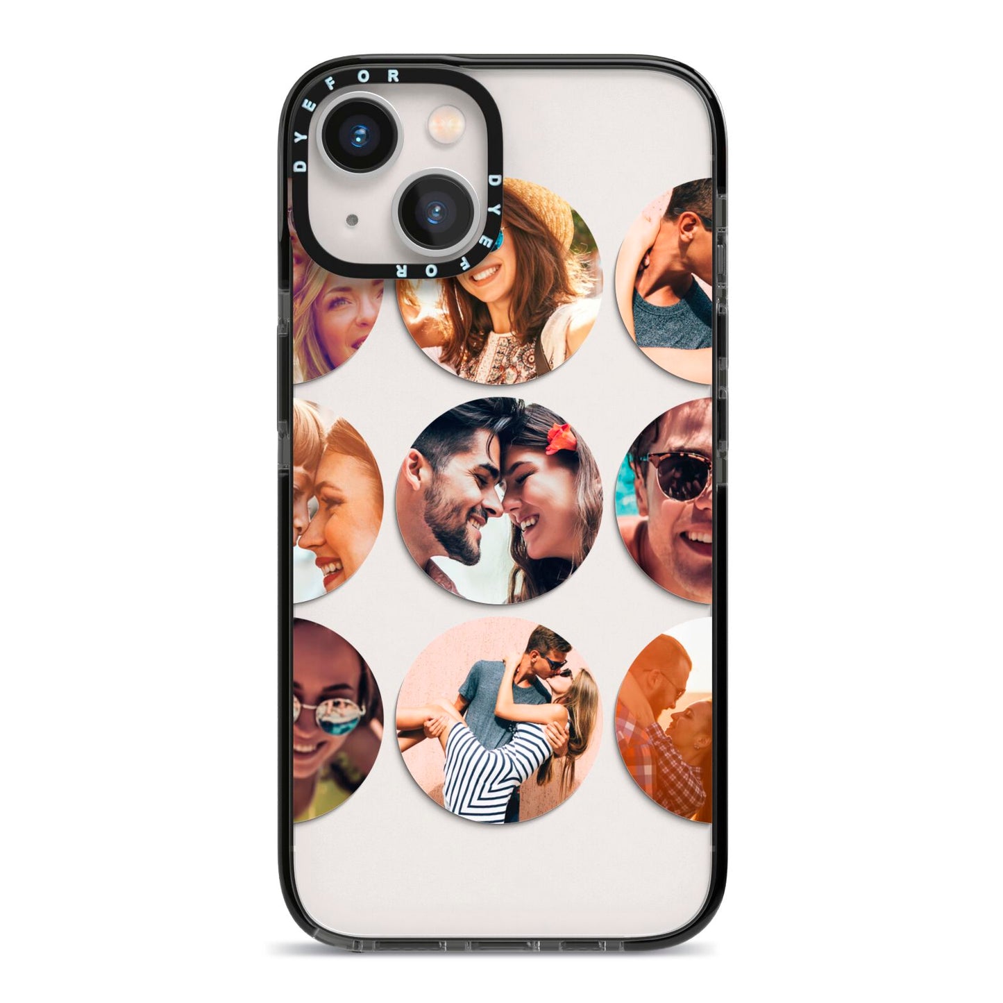 Circular Photo Montage Upload iPhone 13 Black Impact Case on Silver phone