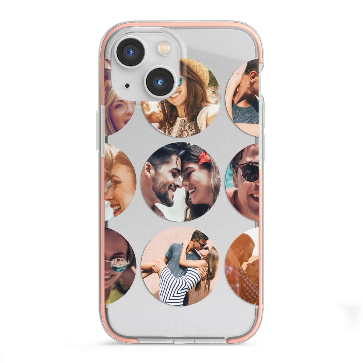Circular Photo Montage Upload iPhone 13 Mini TPU Impact Case with Pink Edges