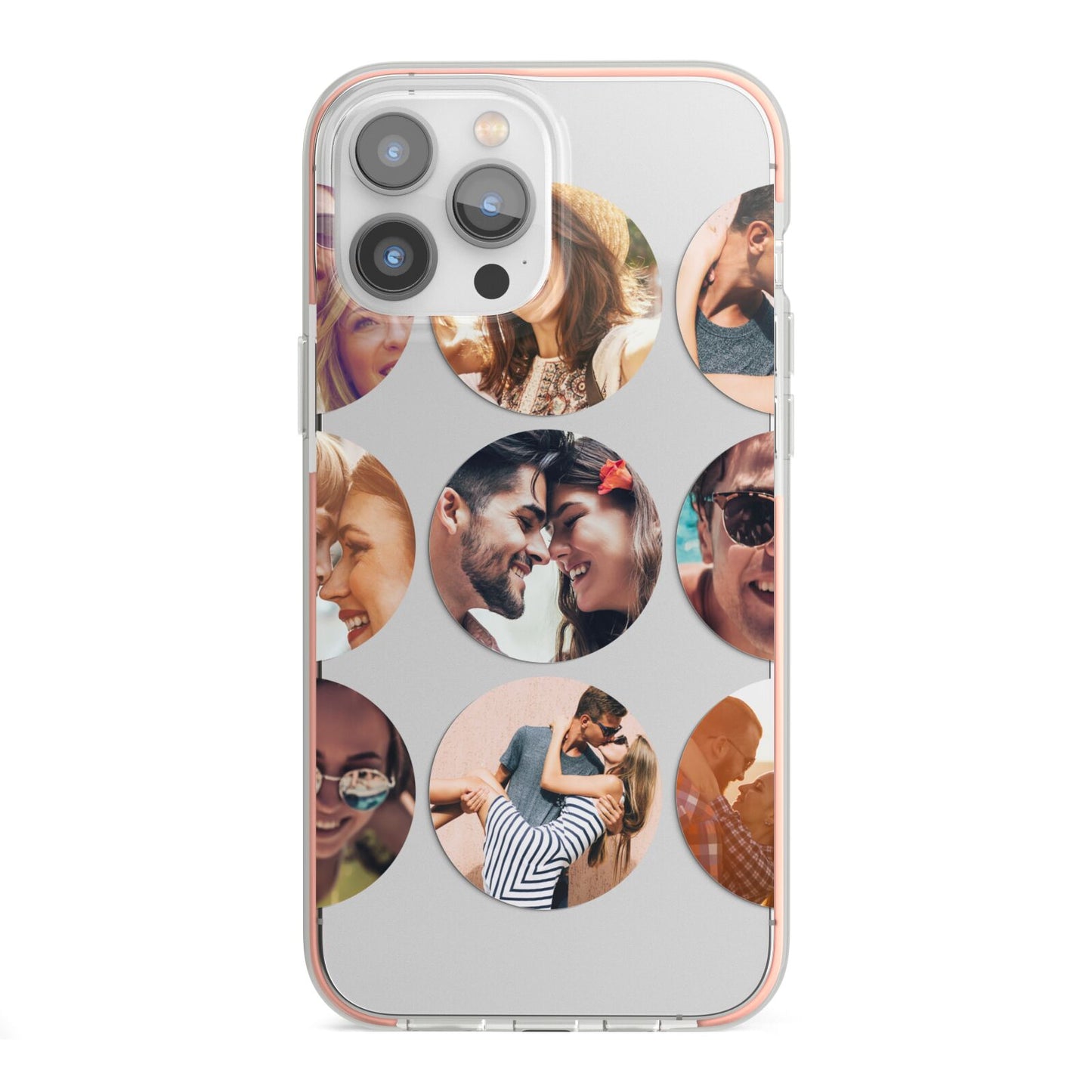 Circular Photo Montage Upload iPhone 13 Pro Max TPU Impact Case with Pink Edges
